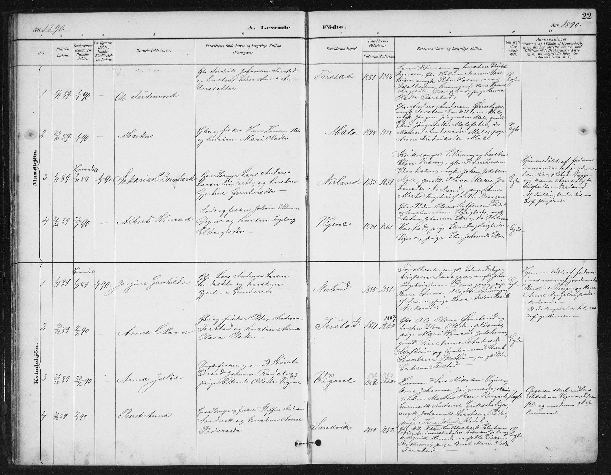 Ministerialprotokoller, klokkerbøker og fødselsregistre - Møre og Romsdal, AV/SAT-A-1454/567/L0783: Klokkerbok nr. 567C03, 1887-1903, s. 22