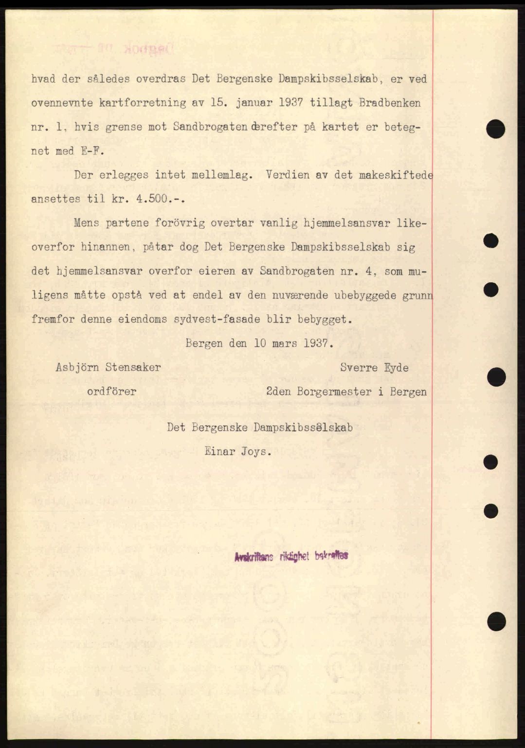 Byfogd og Byskriver i Bergen, SAB/A-3401/03/03Bc/L0004: Pantebok nr. A3-4, 1936-1937, Dagboknr: 2724/1937
