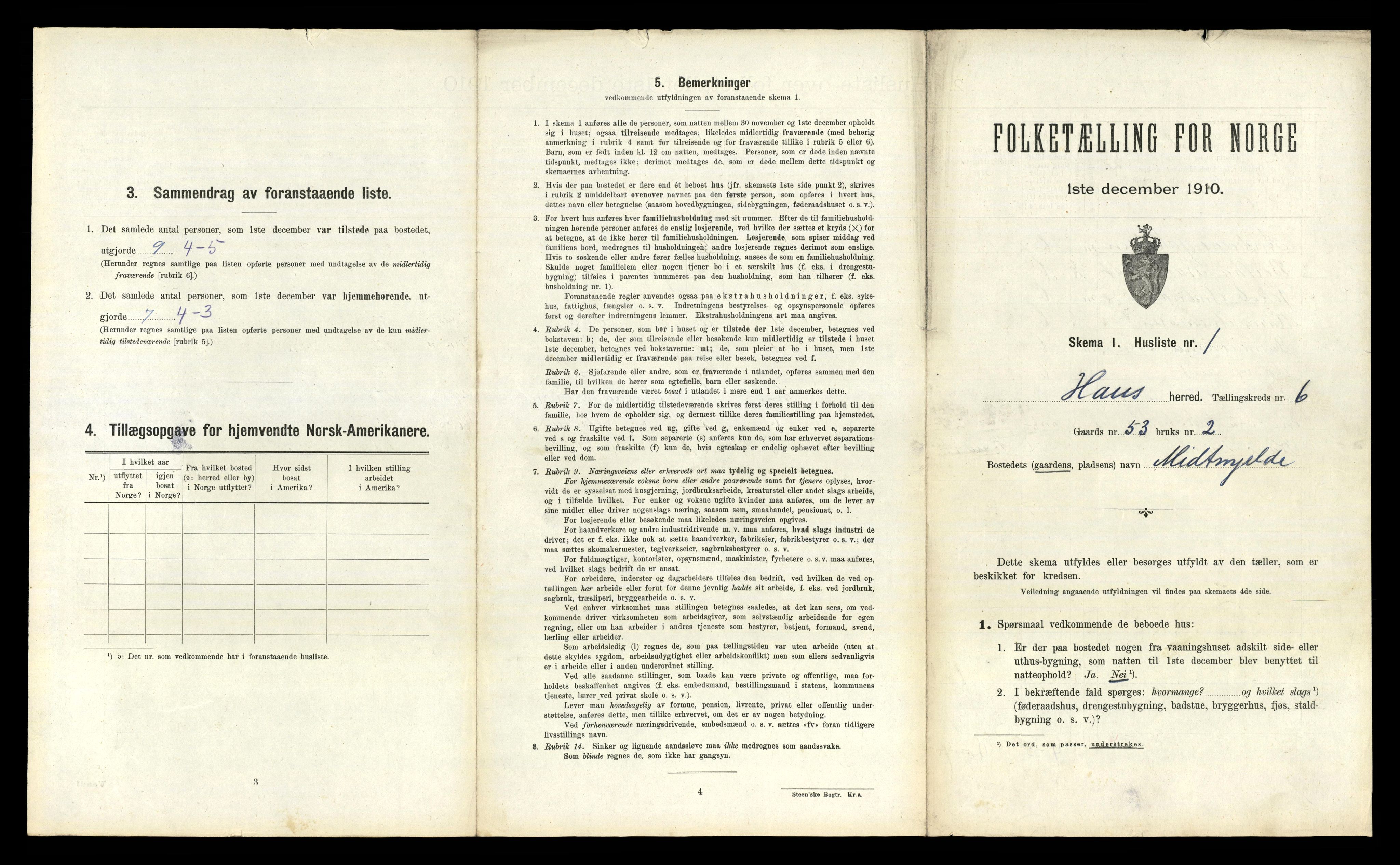 RA, Folketelling 1910 for 1250 Haus herred, 1910, s. 574