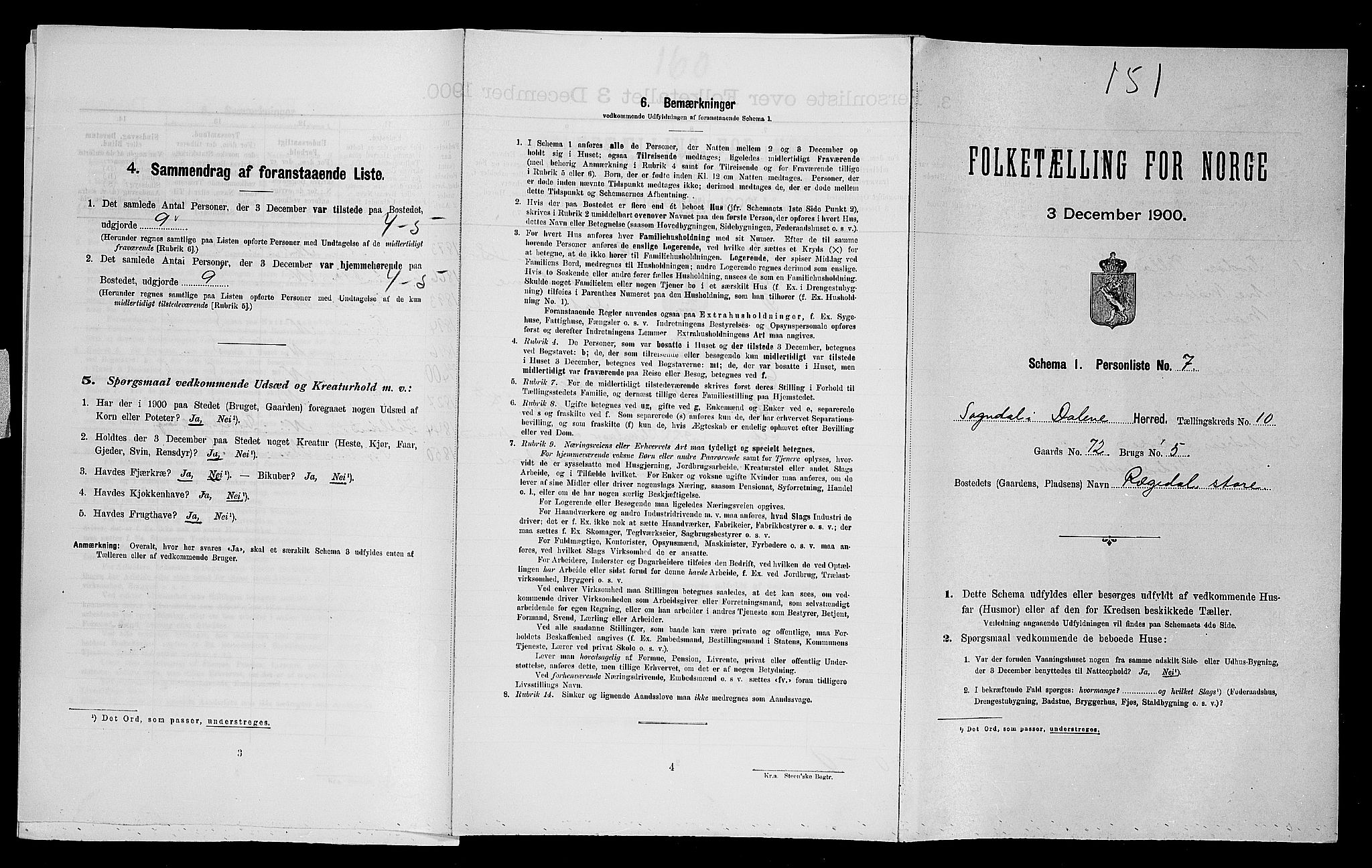SAST, Folketelling 1900 for 1111 Sokndal herred, 1900, s. 725
