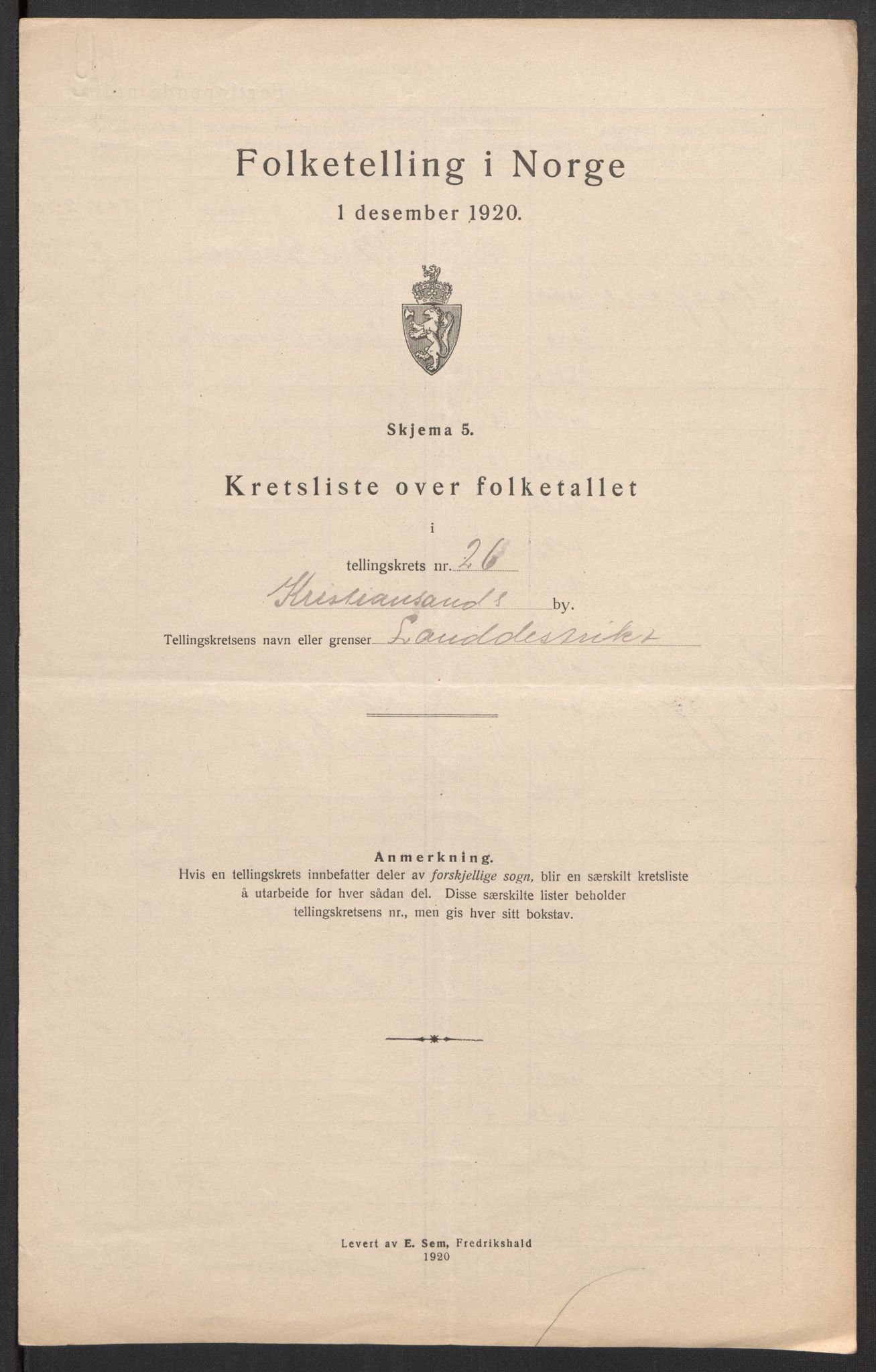 SAK, Folketelling 1920 for 1001 Kristiansand kjøpstad, 1920, s. 82