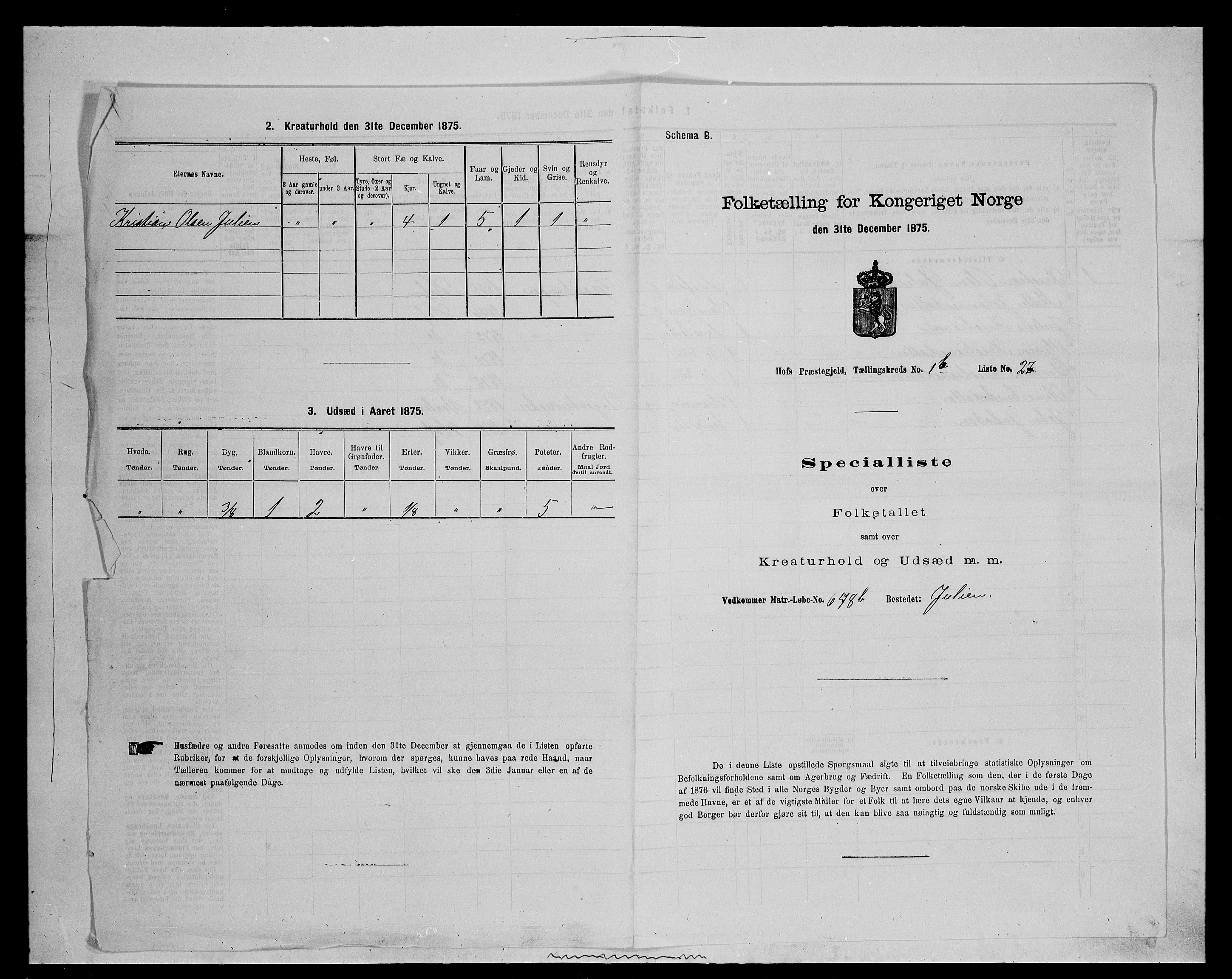 SAH, Folketelling 1875 for 0424P Hof prestegjeld, 1875, s. 233