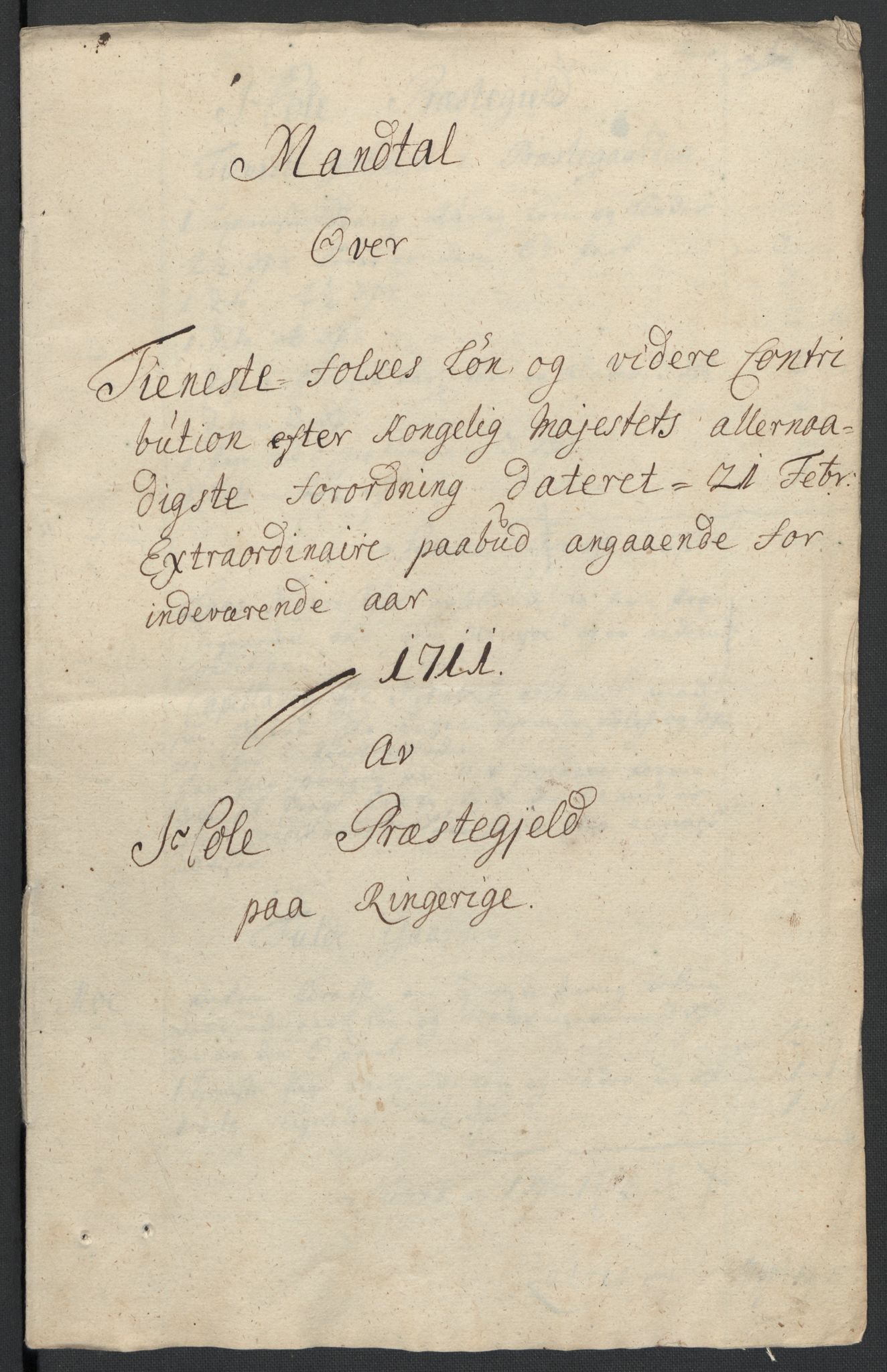 Rentekammeret inntil 1814, Reviderte regnskaper, Fogderegnskap, RA/EA-4092/R23/L1469: Fogderegnskap Ringerike og Hallingdal, 1711, s. 304