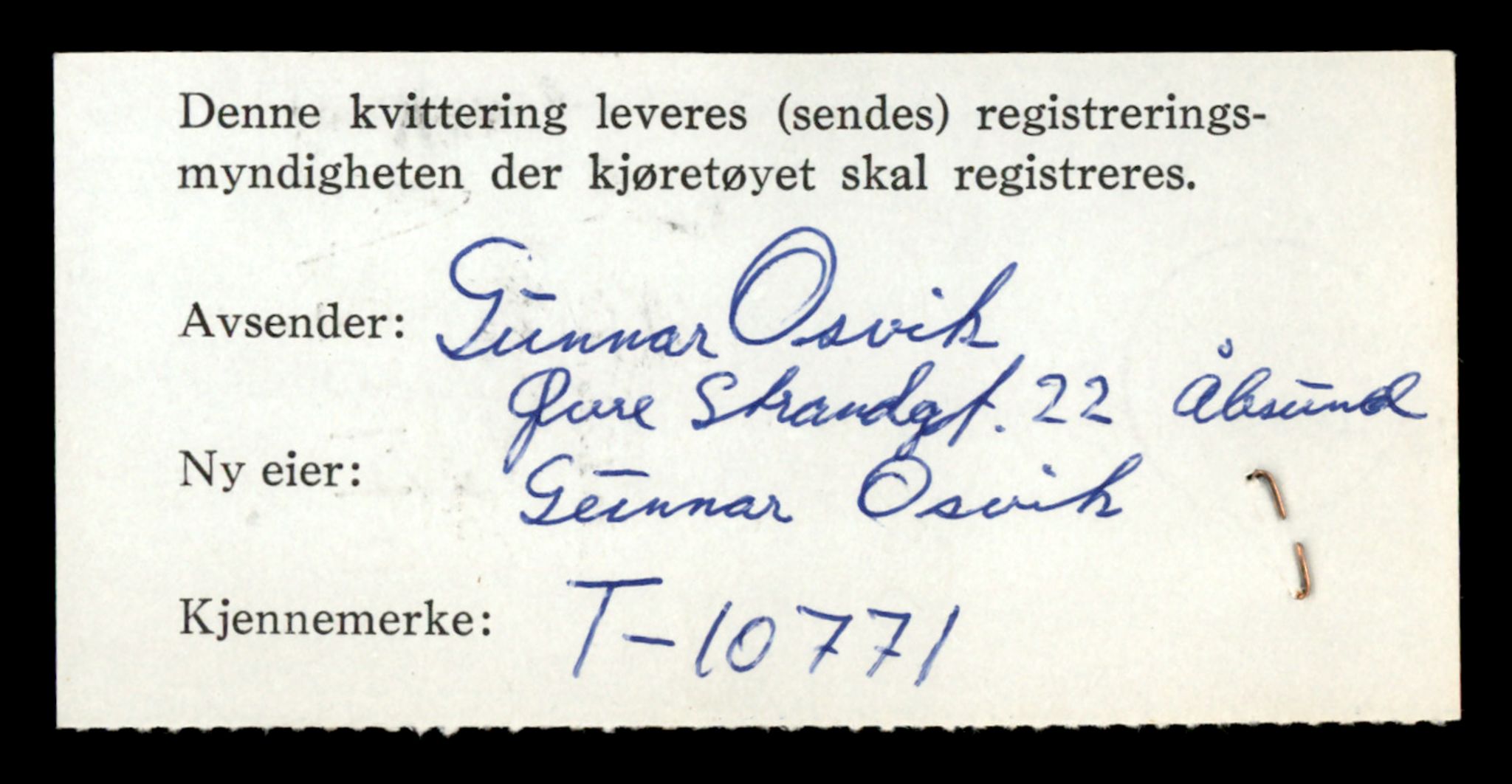 Møre og Romsdal vegkontor - Ålesund trafikkstasjon, SAT/A-4099/F/Fe/L0009: Registreringskort for kjøretøy T 896 - T 1049, 1927-1998, s. 1414