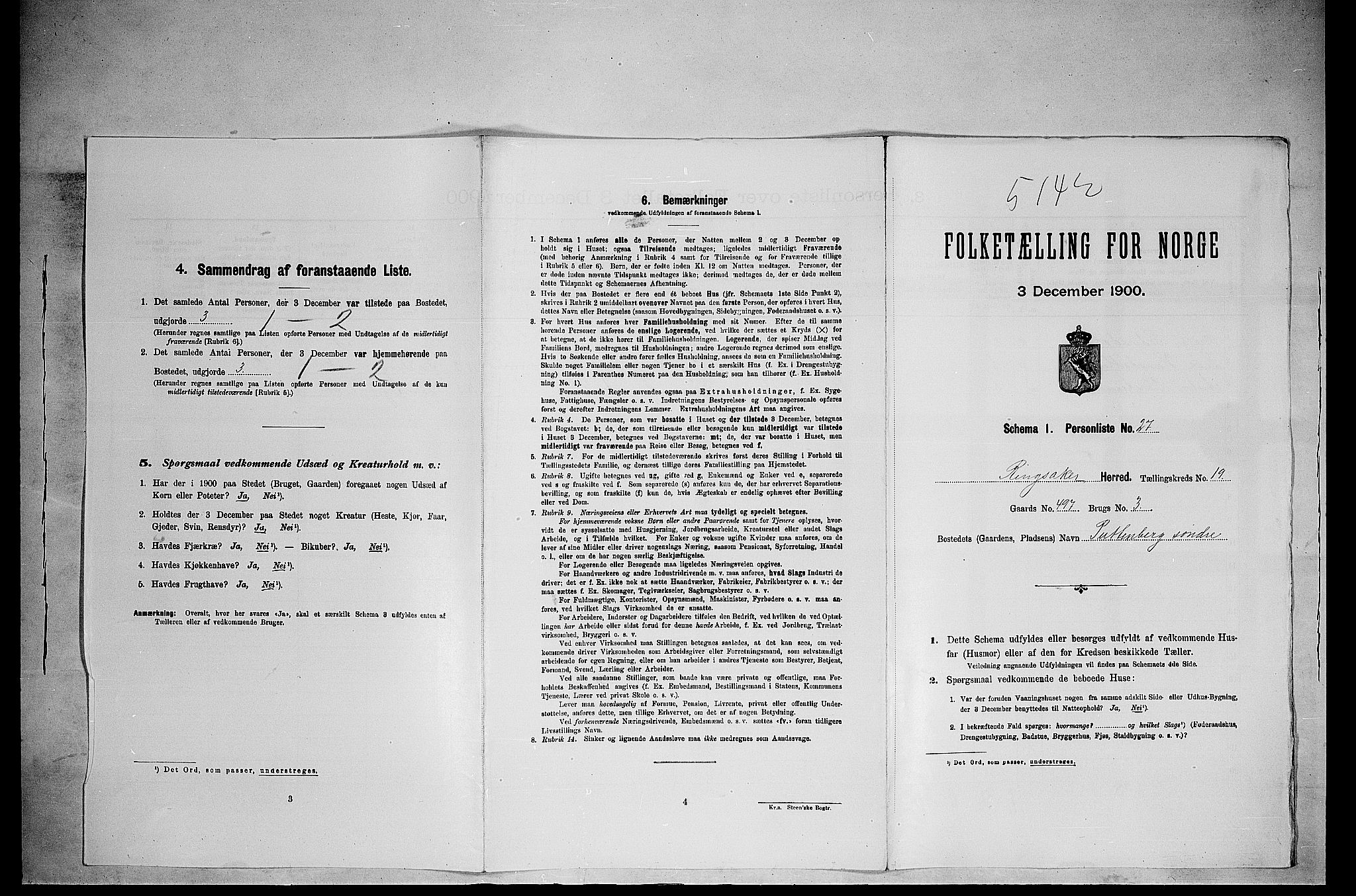 SAH, Folketelling 1900 for 0412 Ringsaker herred, 1900, s. 3437