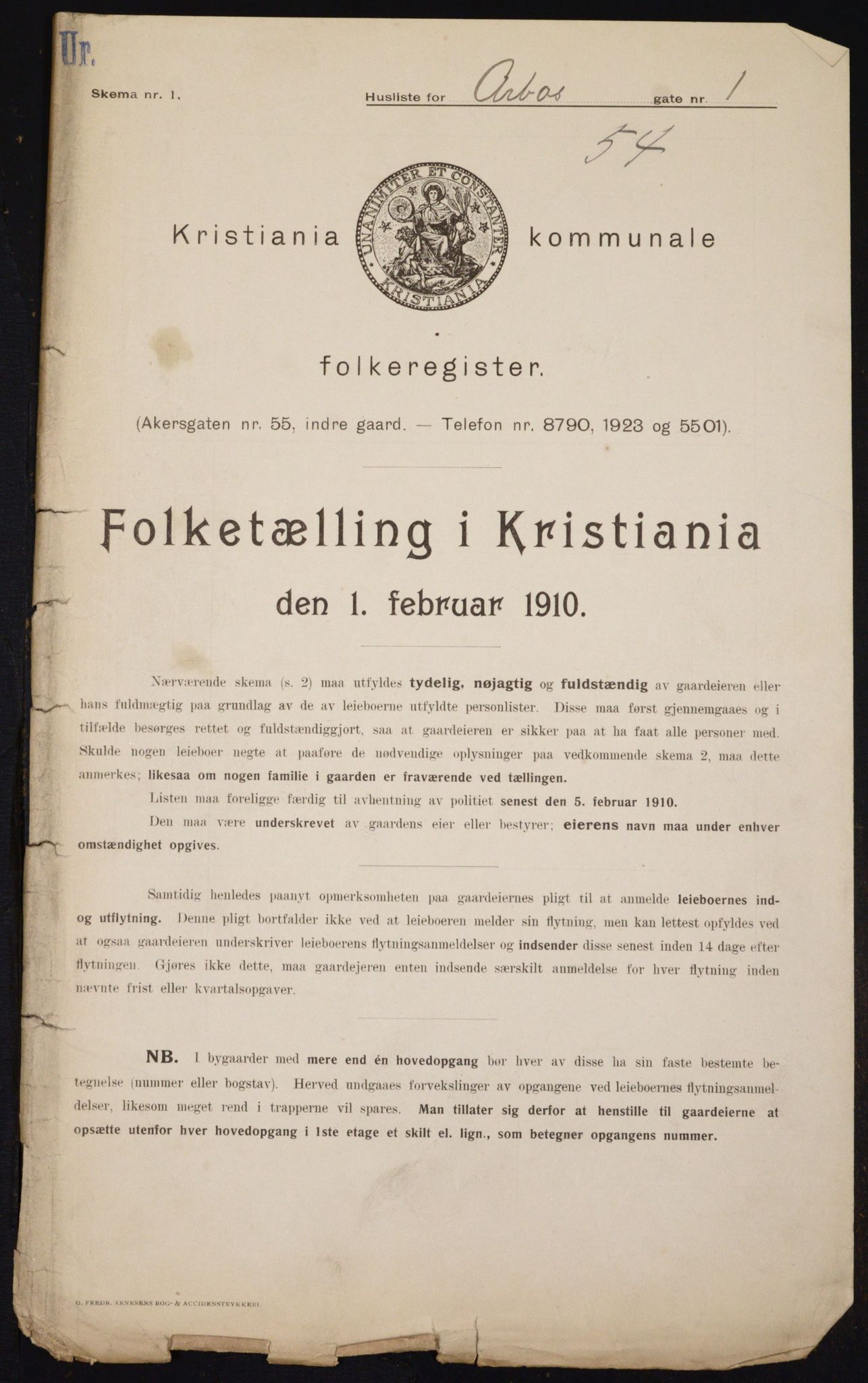 OBA, Kommunal folketelling 1.2.1910 for Kristiania, 1910, s. 1570