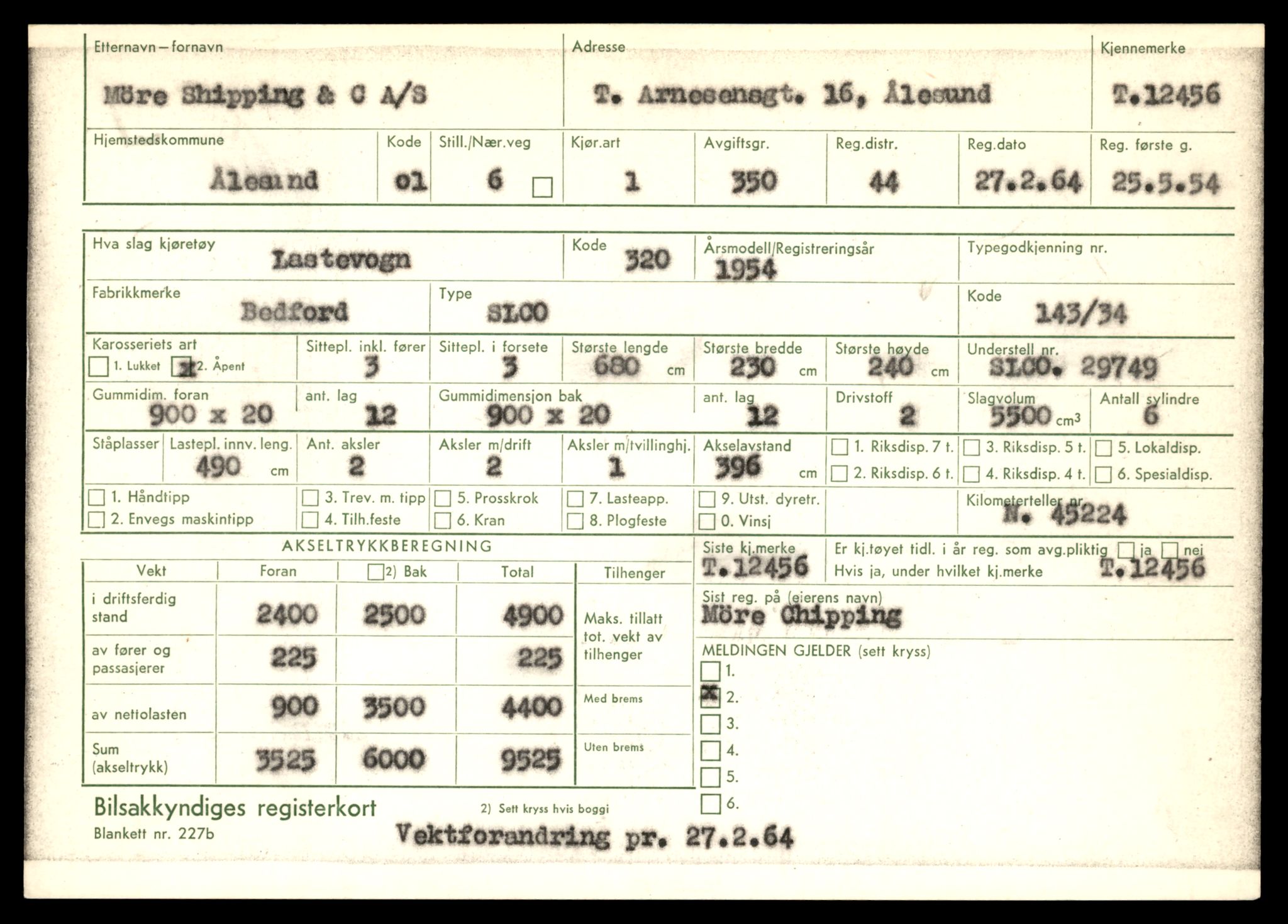 Møre og Romsdal vegkontor - Ålesund trafikkstasjon, AV/SAT-A-4099/F/Fe/L0033: Registreringskort for kjøretøy T 12151 - T 12474, 1927-1998, s. 3435