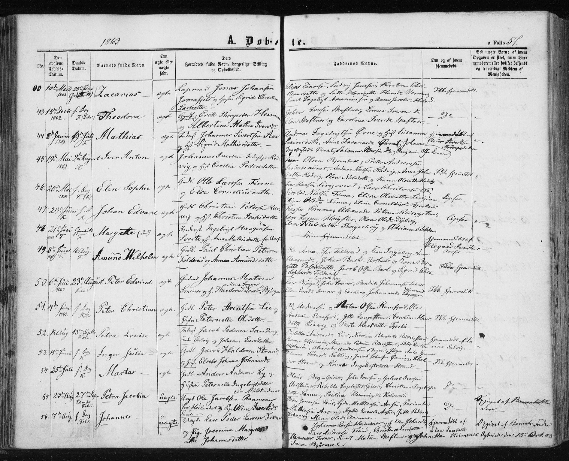 Ministerialprotokoller, klokkerbøker og fødselsregistre - Nord-Trøndelag, AV/SAT-A-1458/780/L0641: Ministerialbok nr. 780A06, 1857-1874, s. 57