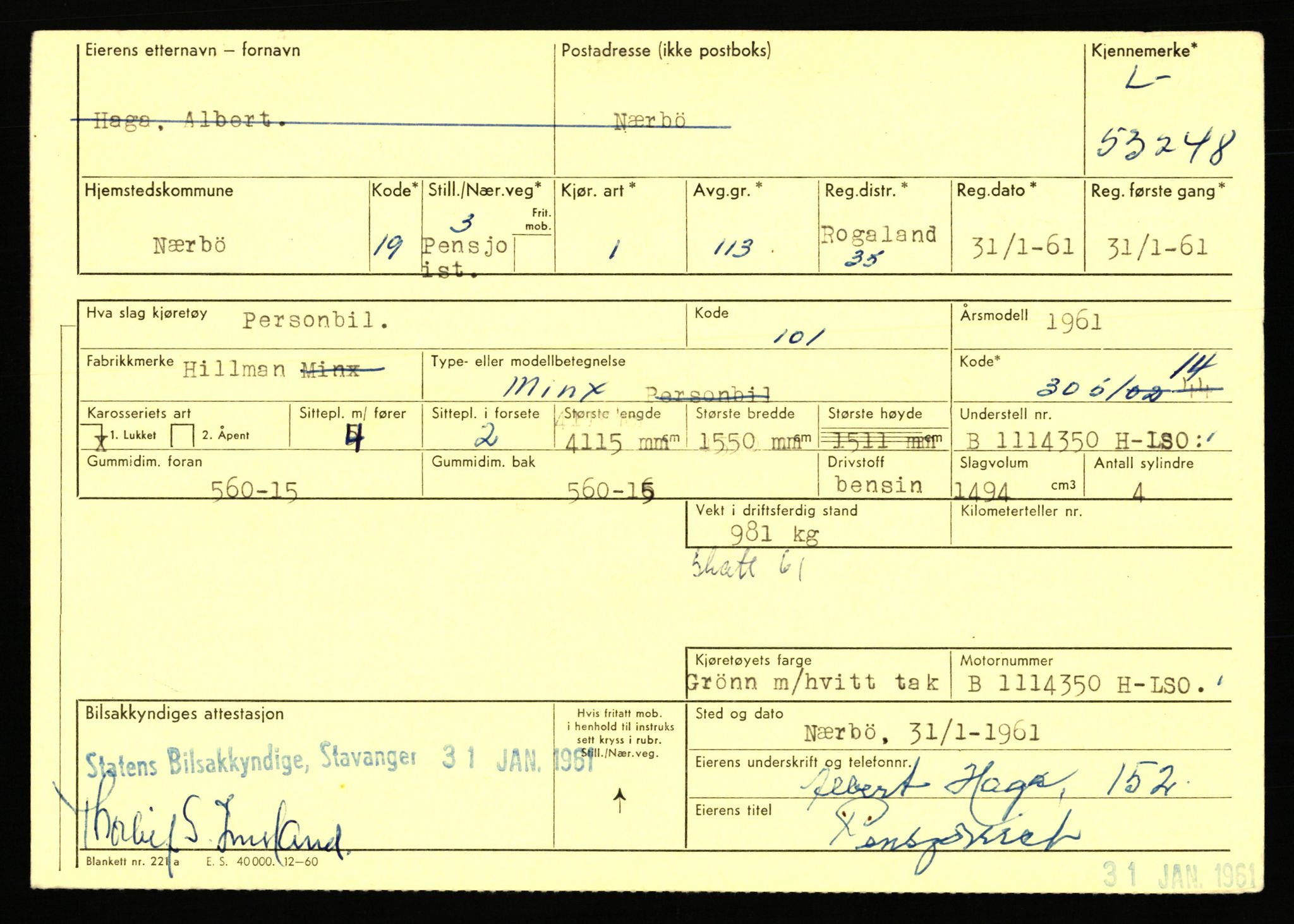 Stavanger trafikkstasjon, AV/SAST-A-101942/0/F/L0053: L-52900 - L-54199, 1930-1971, s. 945