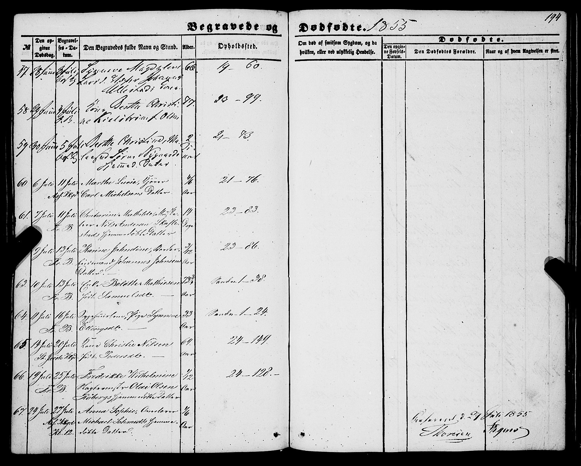 Korskirken sokneprestembete, SAB/A-76101/H/Haa: Ministerialbok nr. E 2, 1848-1862, s. 194