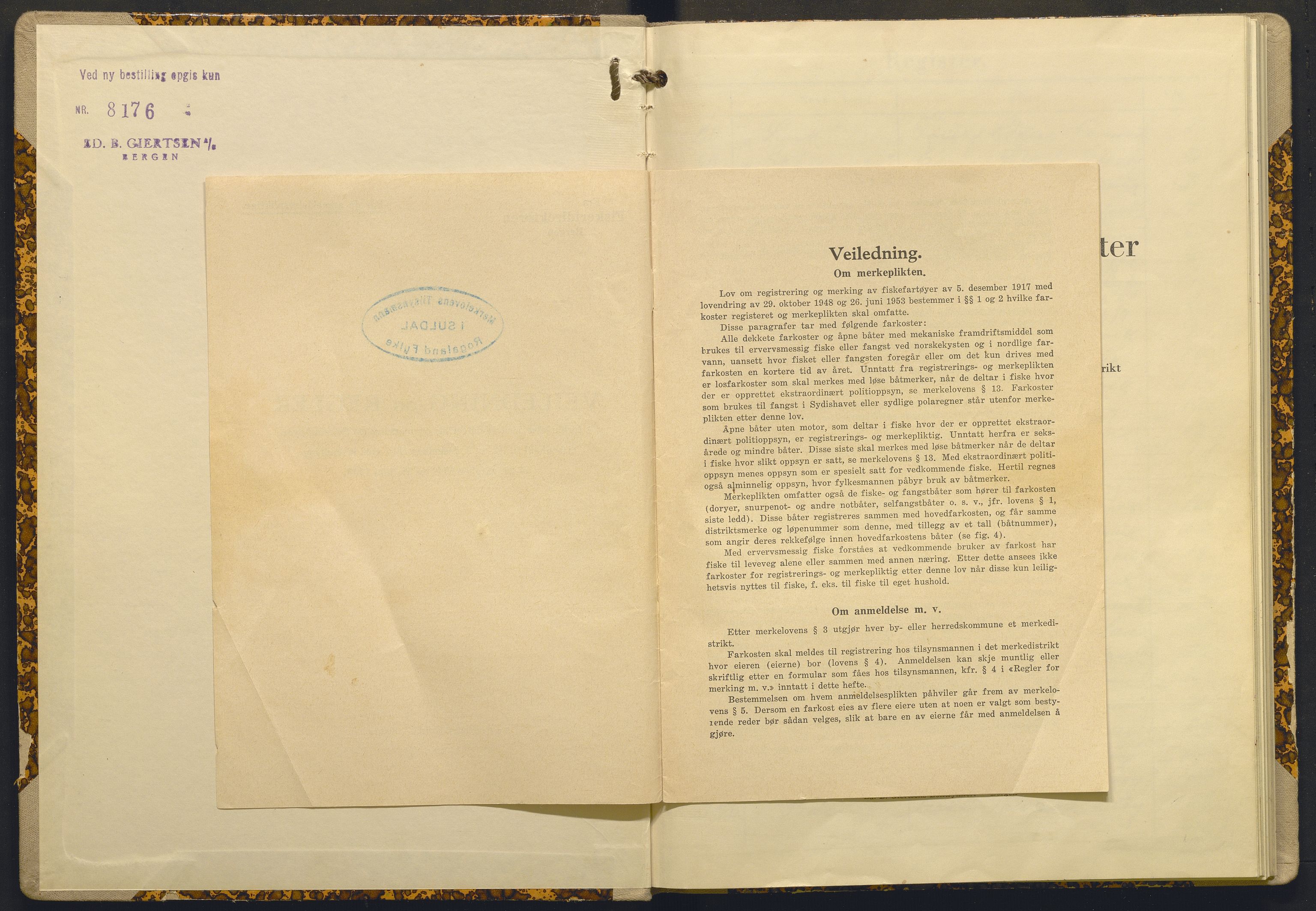 Fiskeridirektoratet - 1 Adm. ledelse - 13 Båtkontoret, AV/SAB-A-2003/I/Ia/Iai/L0120: 135.0944/1 Merkeprotokoll - Suldal, 1964-1968