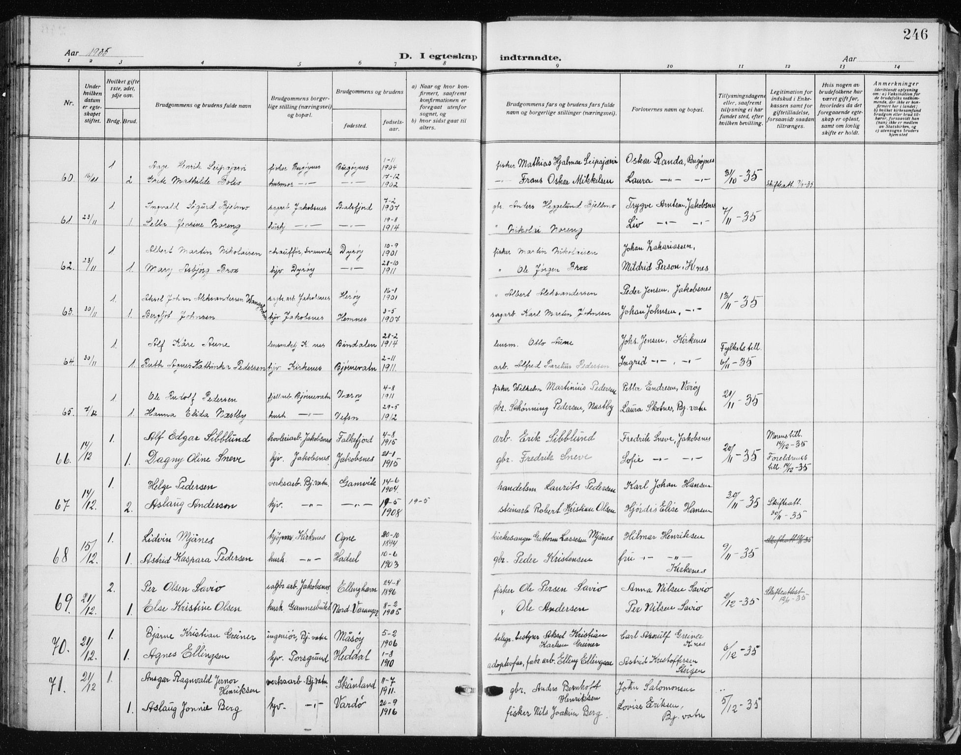 Sør-Varanger sokneprestkontor, AV/SATØ-S-1331/H/Hb/L0006klokker: Klokkerbok nr. 6, 1929-1938, s. 246