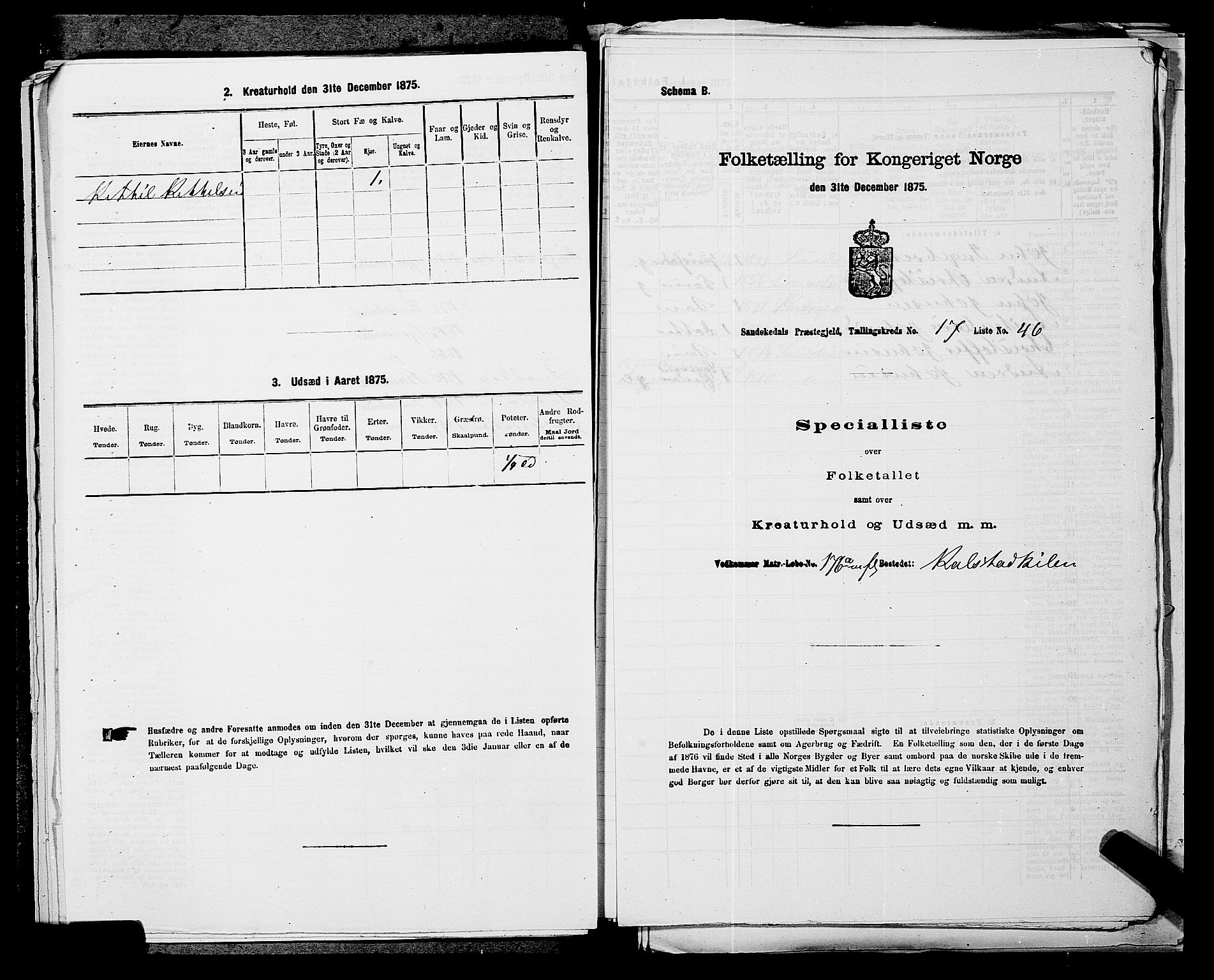 SAKO, Folketelling 1875 for 0816P Sannidal prestegjeld, 1875, s. 1408