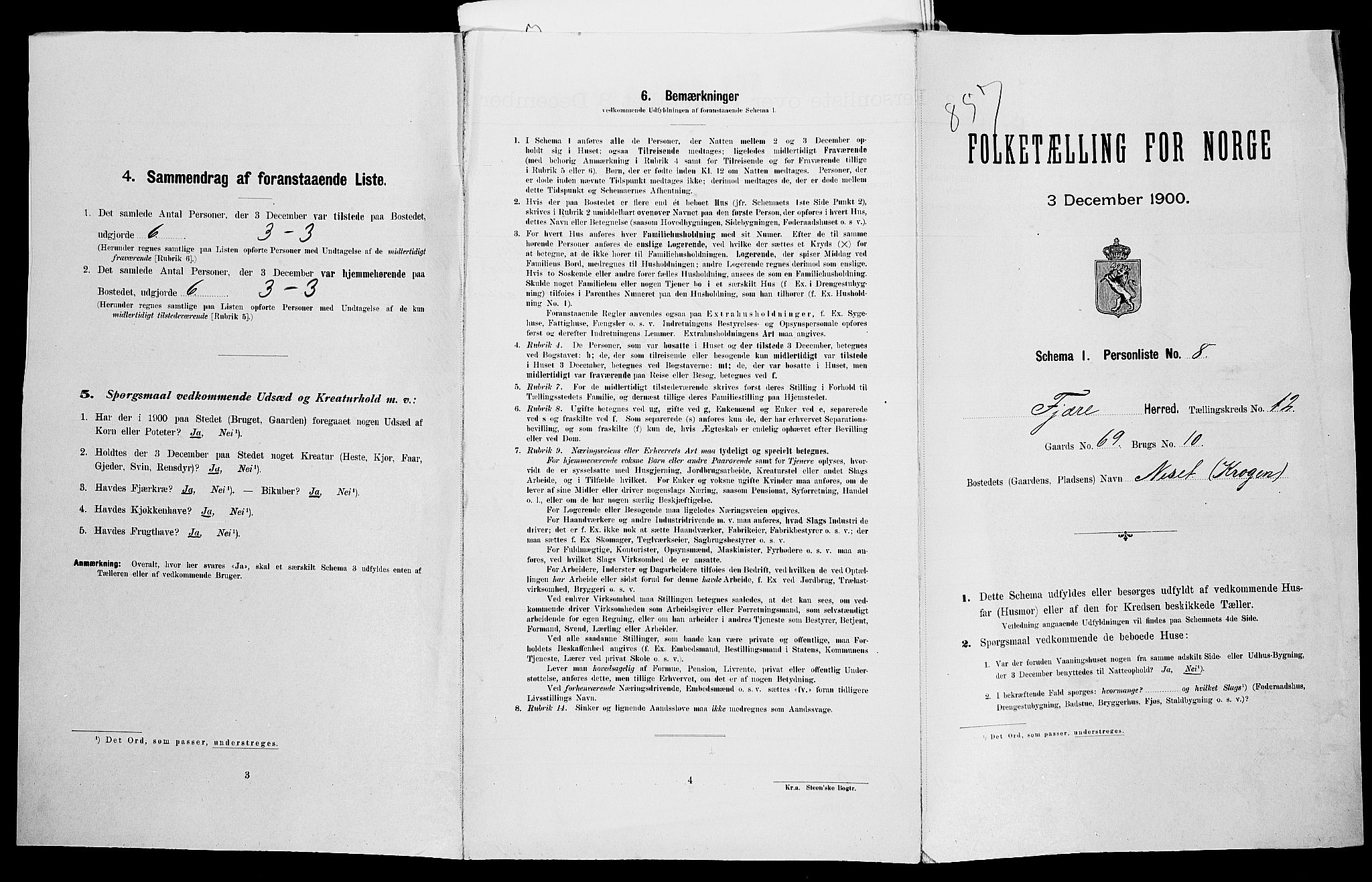 SAK, Folketelling 1900 for 0923 Fjære herred, 1900, s. 1277