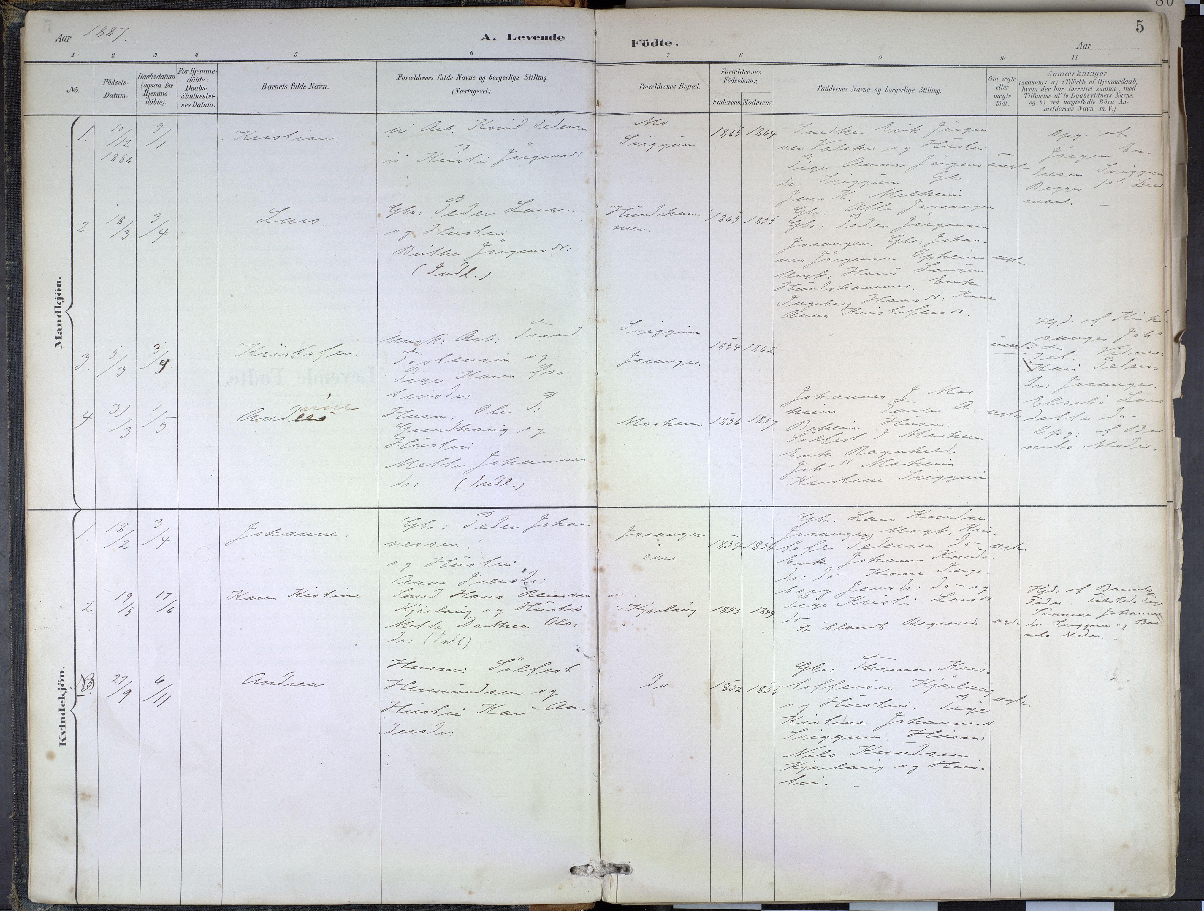 Hafslo sokneprestembete, SAB/A-80301/H/Haa/Haae/L0001: Ministerialbok nr. E 1, 1886-1934, s. 5