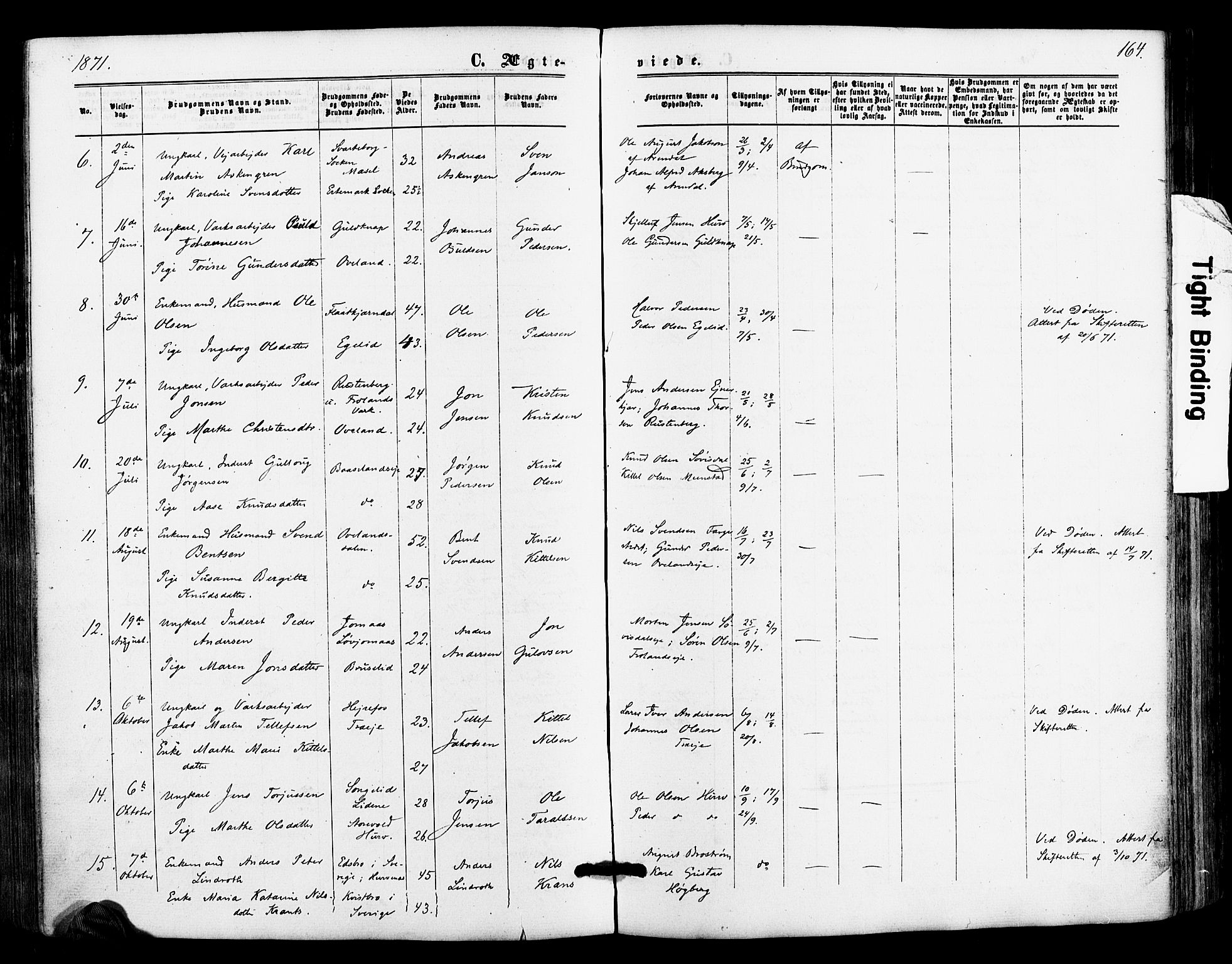 Froland sokneprestkontor, AV/SAK-1111-0013/F/Fa/L0003: Ministerialbok nr. A 3, 1864-1881, s. 164