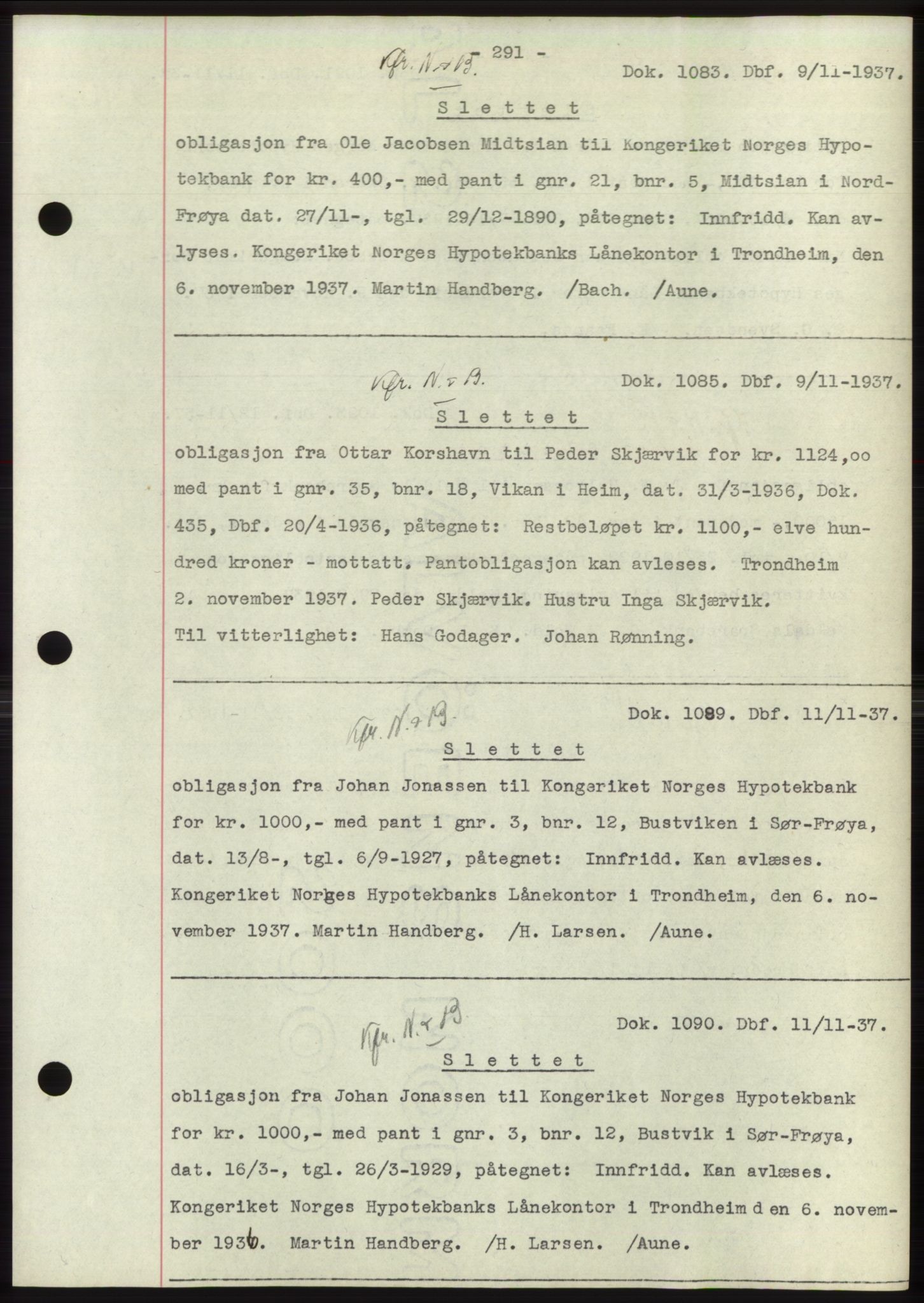 Hitra sorenskriveri, AV/SAT-A-0018/2/2C/2Ca: Pantebok nr. C1, 1936-1945, Dagboknr: 1083/1937