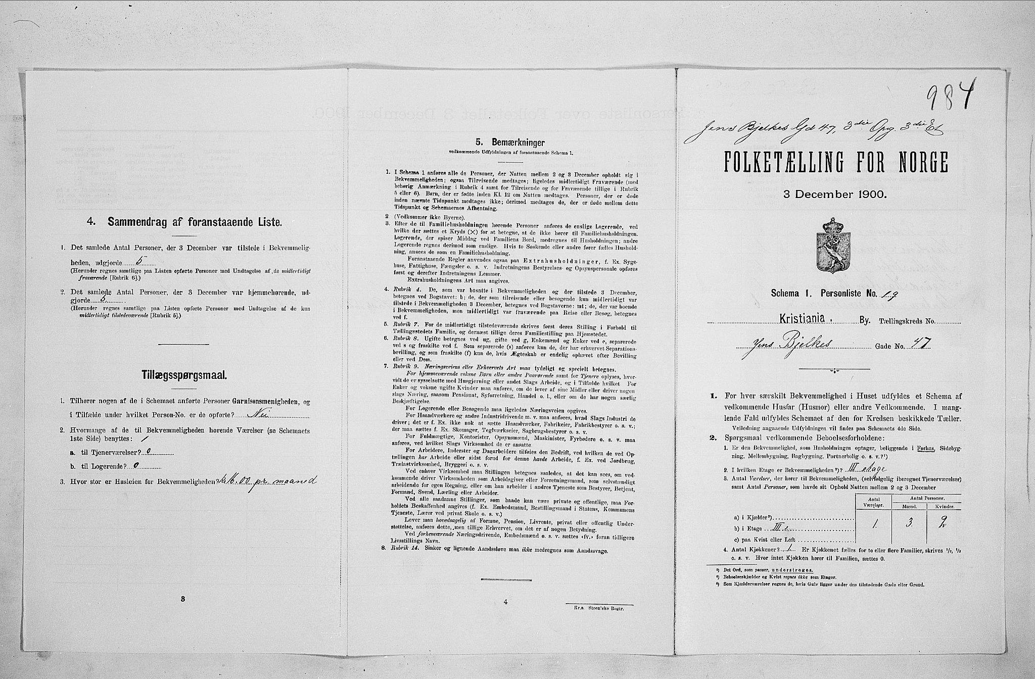 SAO, Folketelling 1900 for 0301 Kristiania kjøpstad, 1900, s. 43448