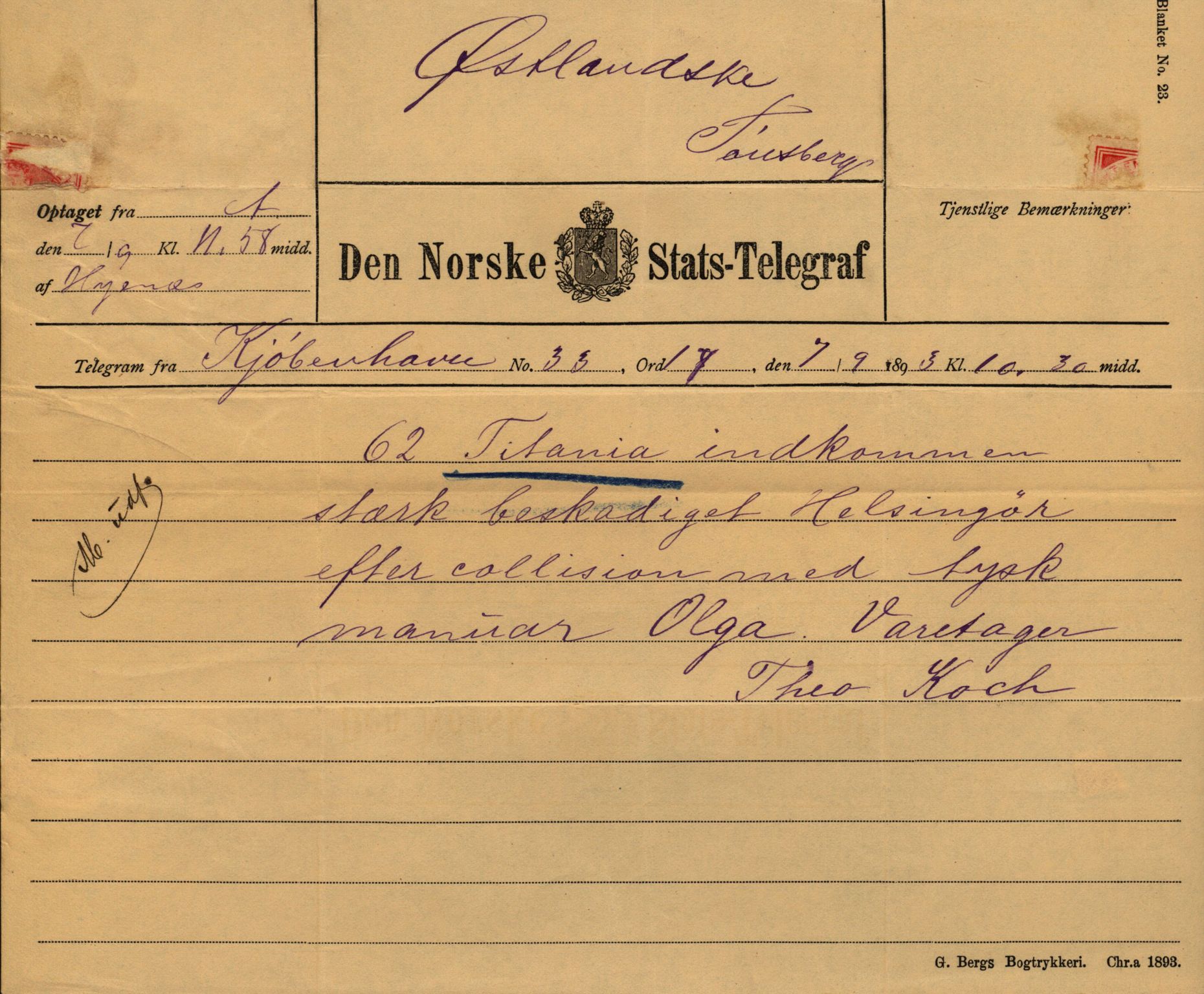 Pa 63 - Østlandske skibsassuranceforening, VEMU/A-1079/G/Ga/L0030/0003: Havaridokumenter / Rex, Salus, Schweigaard, Seladon, Titania, Tordenskjold av Trondhjem, 1893, s. 55