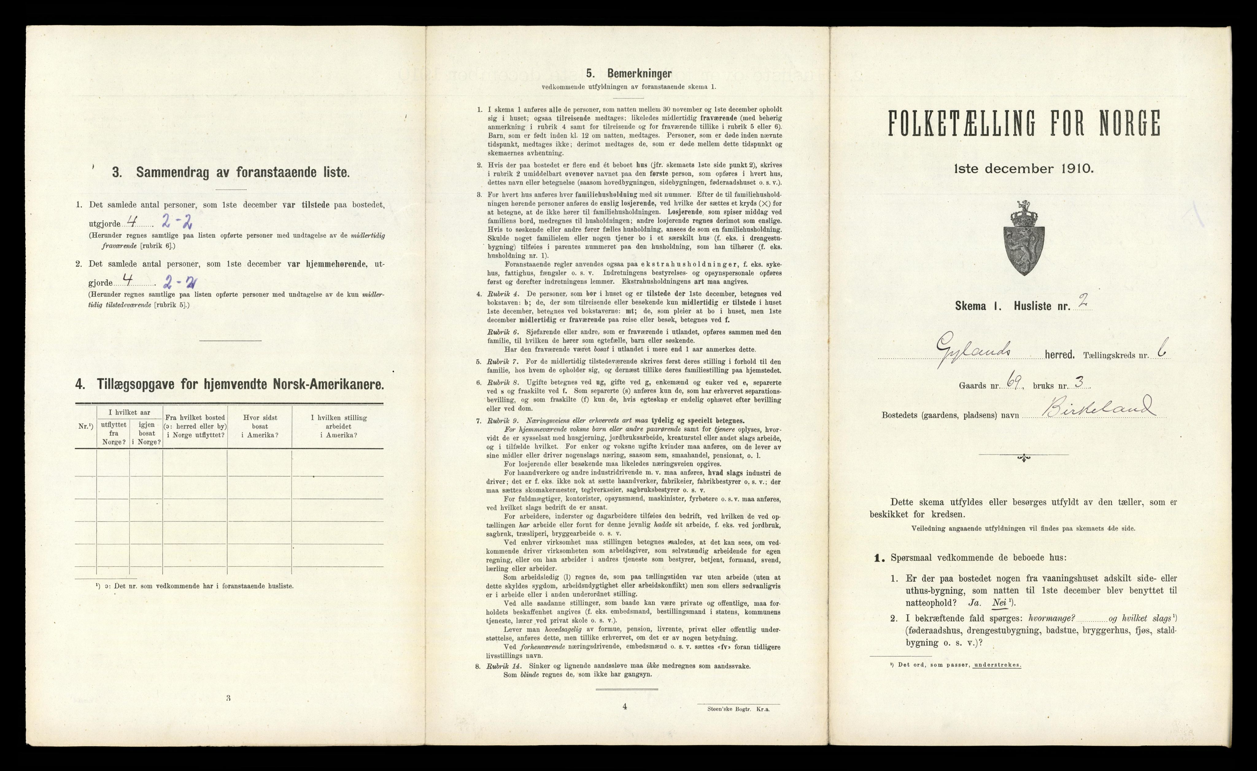 RA, Folketelling 1910 for 1044 Gyland herred, 1910, s. 196