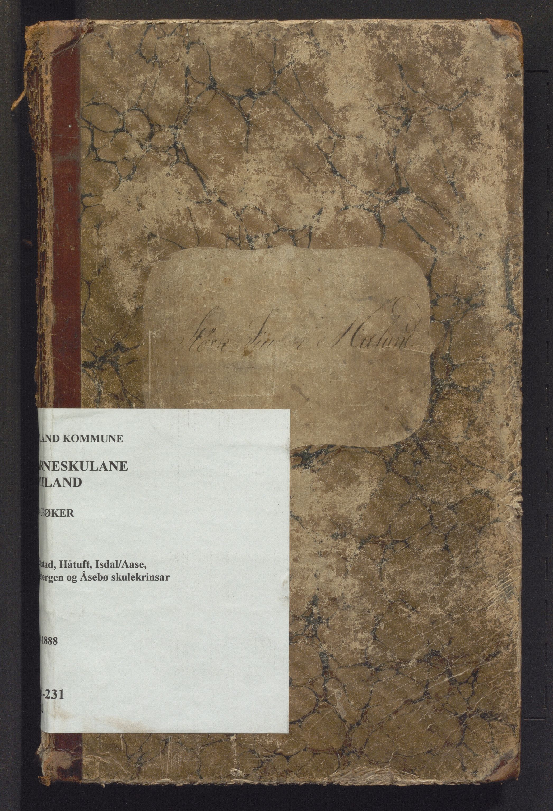 Meland kommune. Barneskulane, IKAH/1256-231/G/Ga/L0002: Dagbok for Brakstad, Håtuft, Isdal/Aase, Lillebergen, Åsebø, 1874-1888