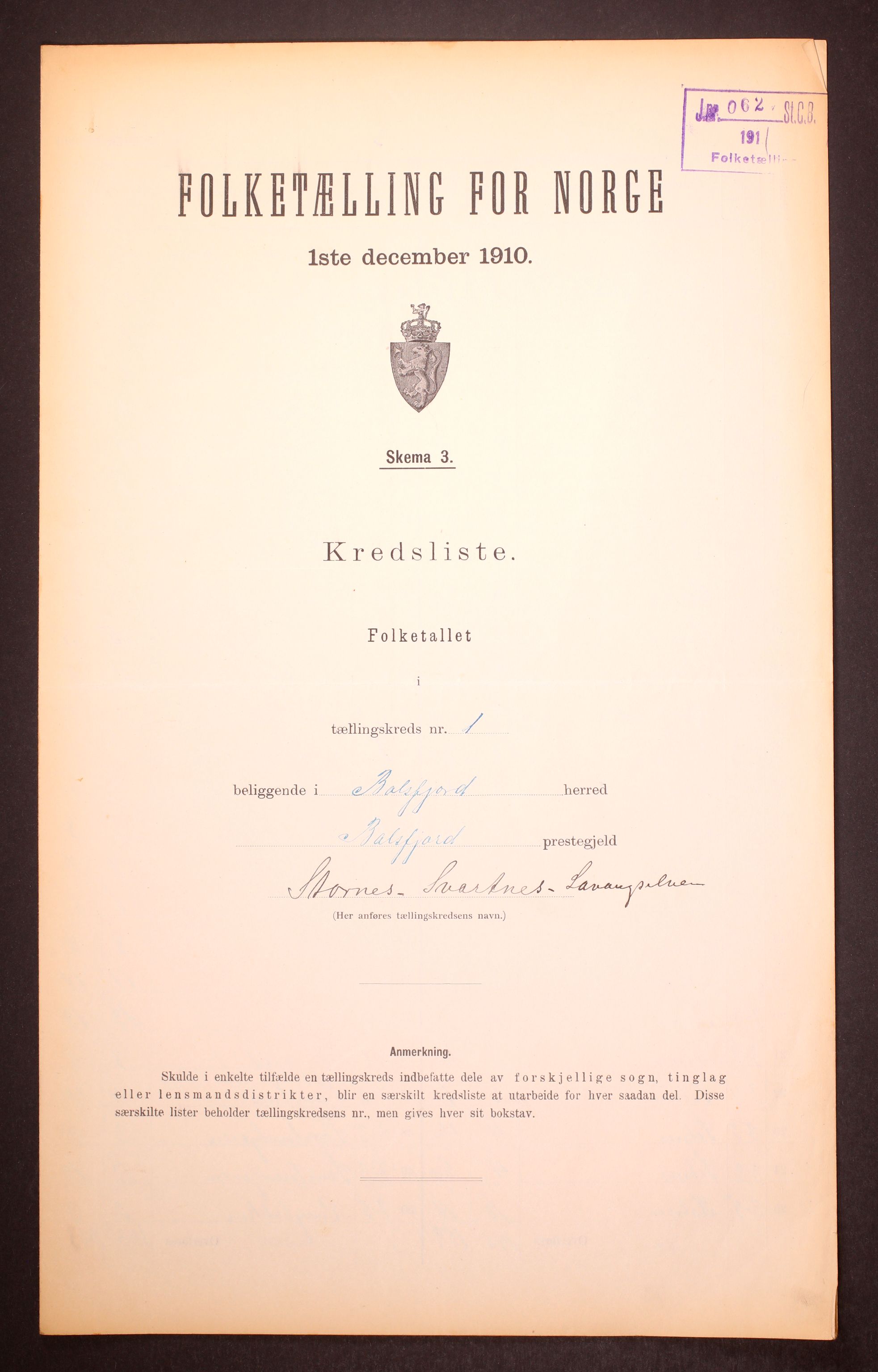 RA, Folketelling 1910 for 1933 Balsfjord herred, 1910, s. 4