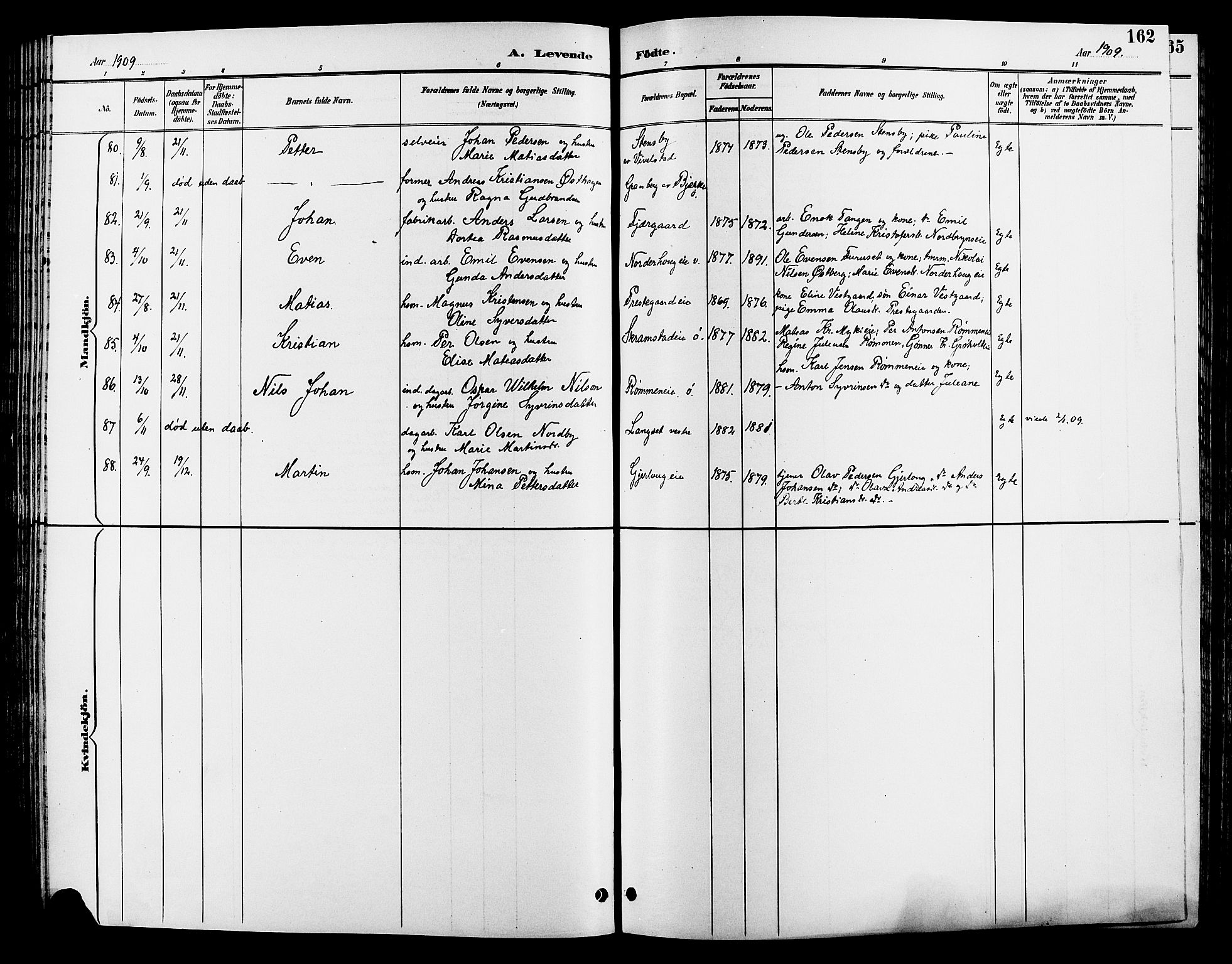 Løten prestekontor, SAH/PREST-022/L/La/L0006: Klokkerbok nr. 6, 1892-1909, s. 162