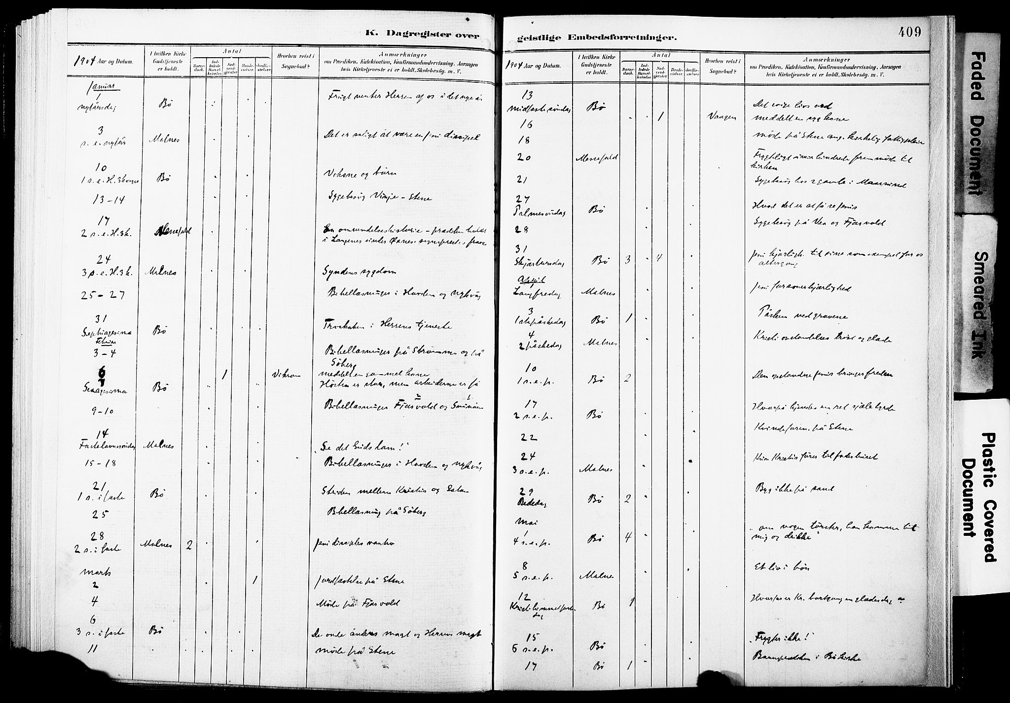 Ministerialprotokoller, klokkerbøker og fødselsregistre - Nordland, SAT/A-1459/891/L1305: Ministerialbok nr. 891A10, 1895-1921, s. 409