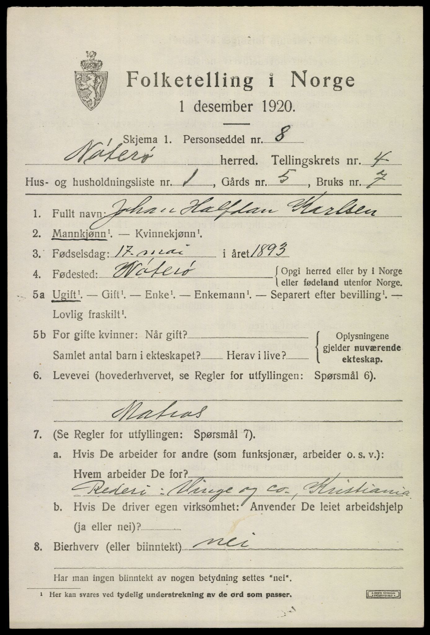 SAKO, Folketelling 1920 for 0722 Nøtterøy herred, 1920, s. 6673