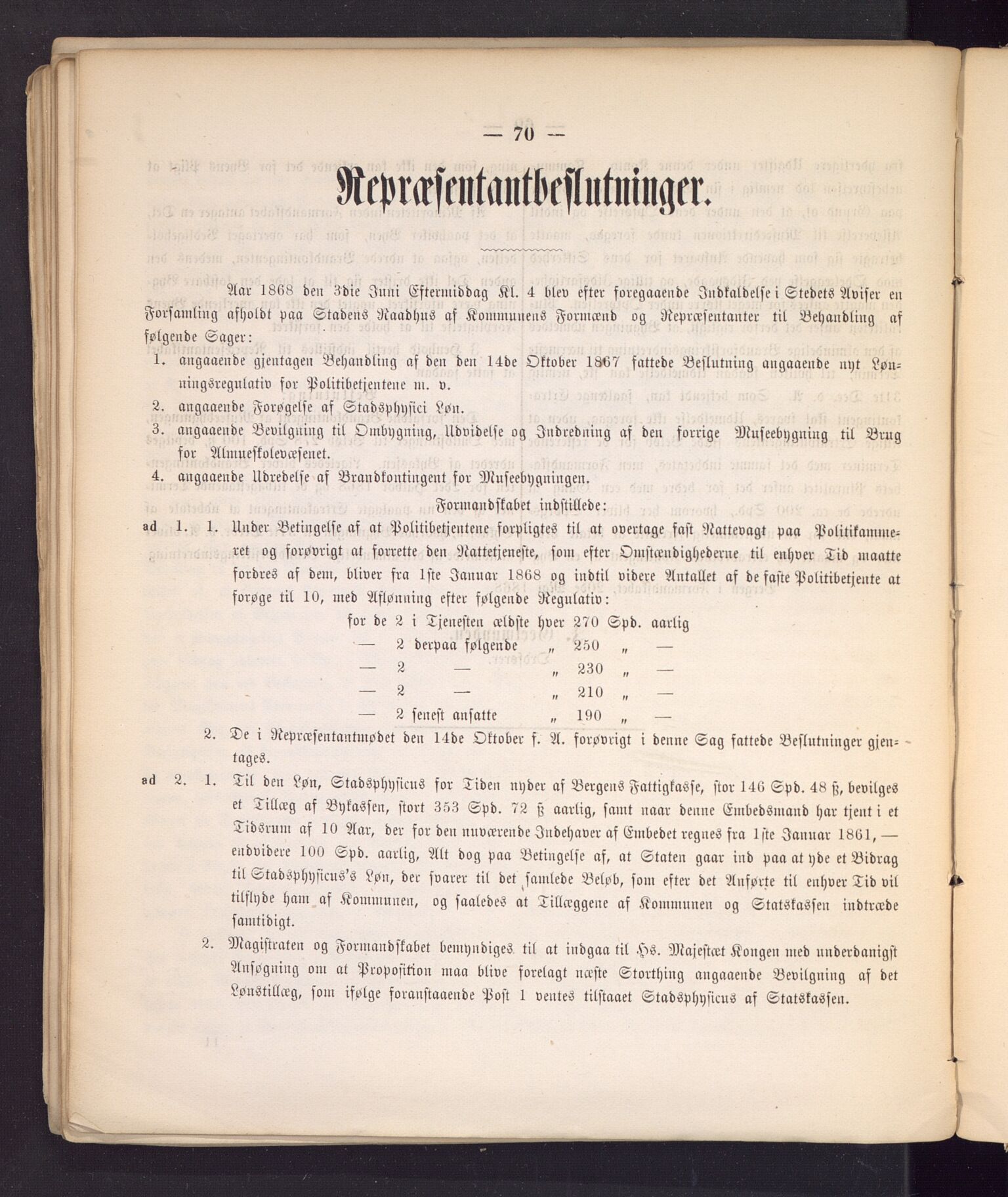 Bergen kommune. Formannskapet, BBA/A-0003/Ad/L0023: Bergens Kommuneforhandlinger, 1868