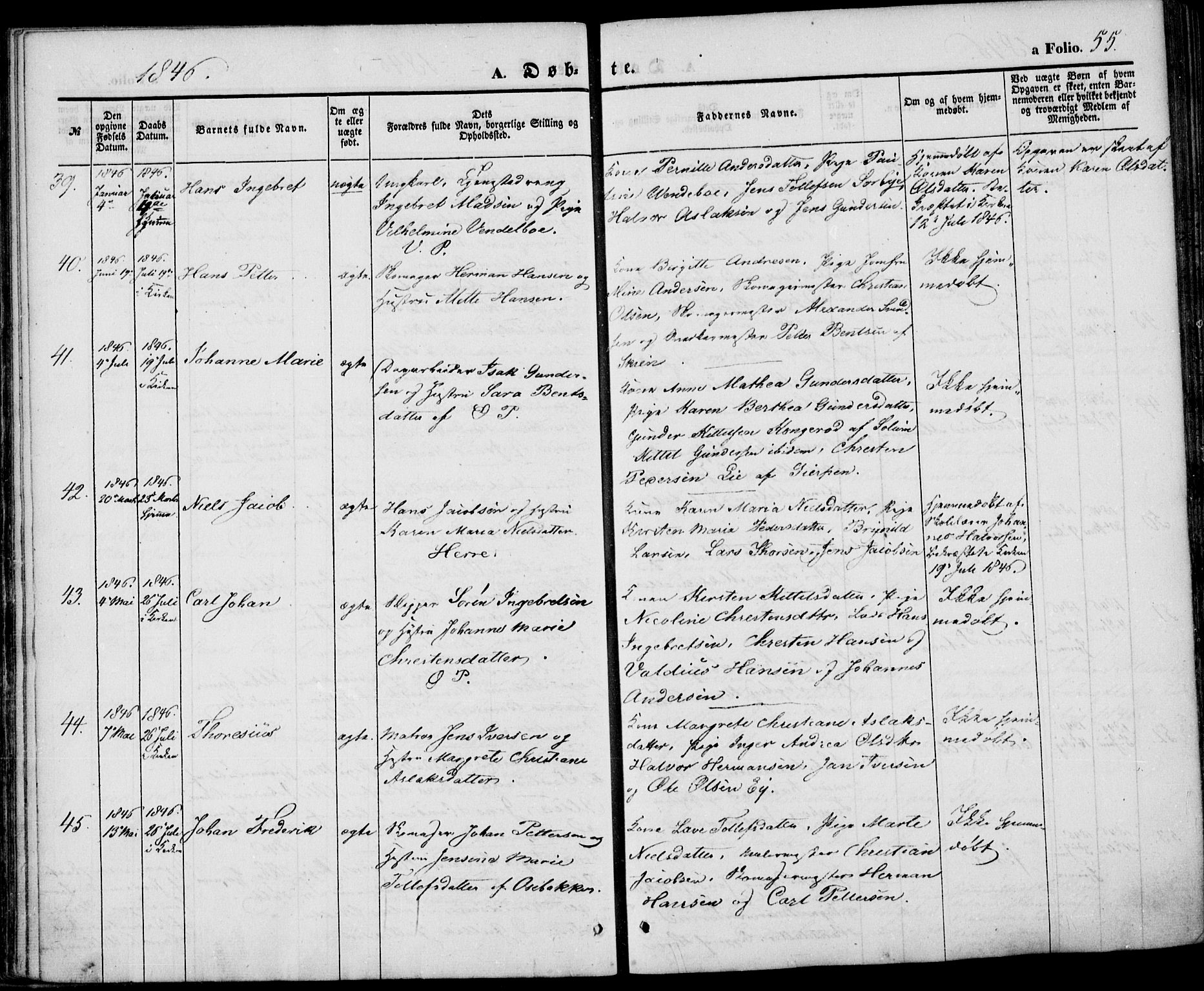Porsgrunn kirkebøker , AV/SAKO-A-104/F/Fa/L0006: Ministerialbok nr. 6, 1841-1857, s. 55