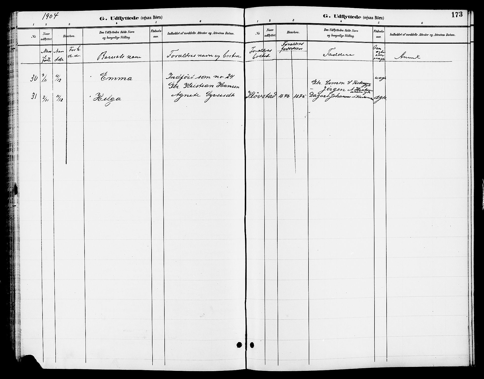 Ringsaker prestekontor, SAH/PREST-014/L/La/L0013: Klokkerbok nr. 13, 1891-1904, s. 173