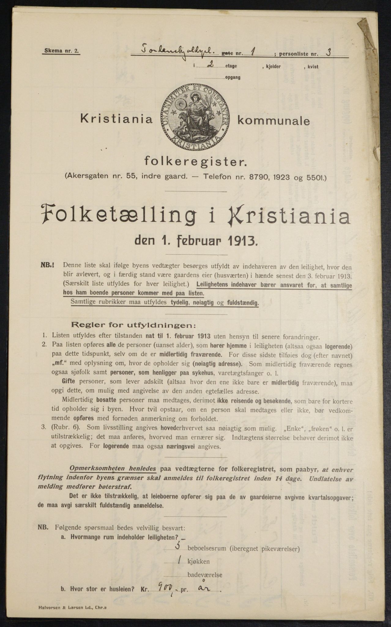 OBA, Kommunal folketelling 1.2.1913 for Kristiania, 1913, s. 113820