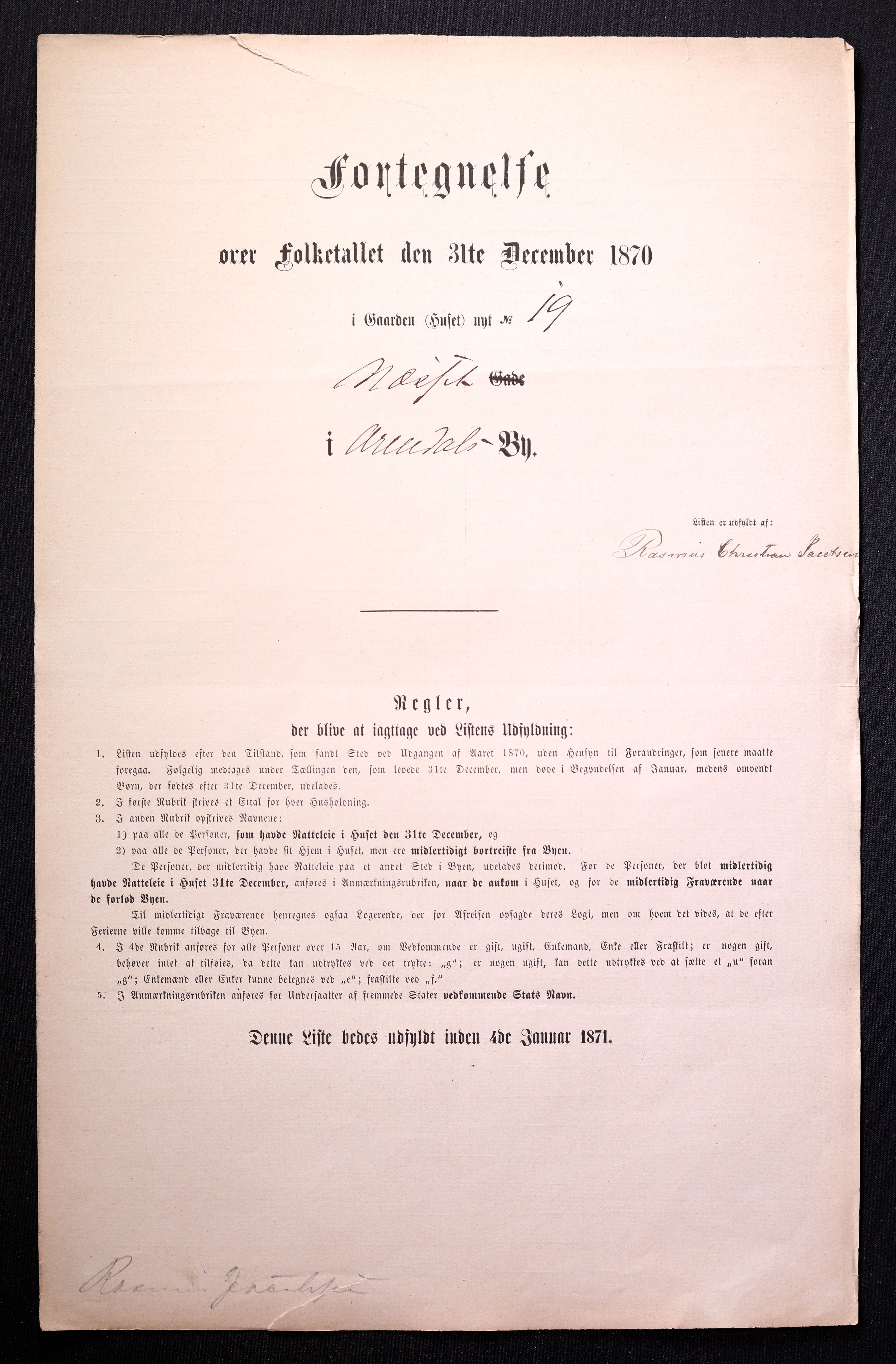 RA, Folketelling 1870 for 0903 Arendal kjøpstad, 1870, s. 36