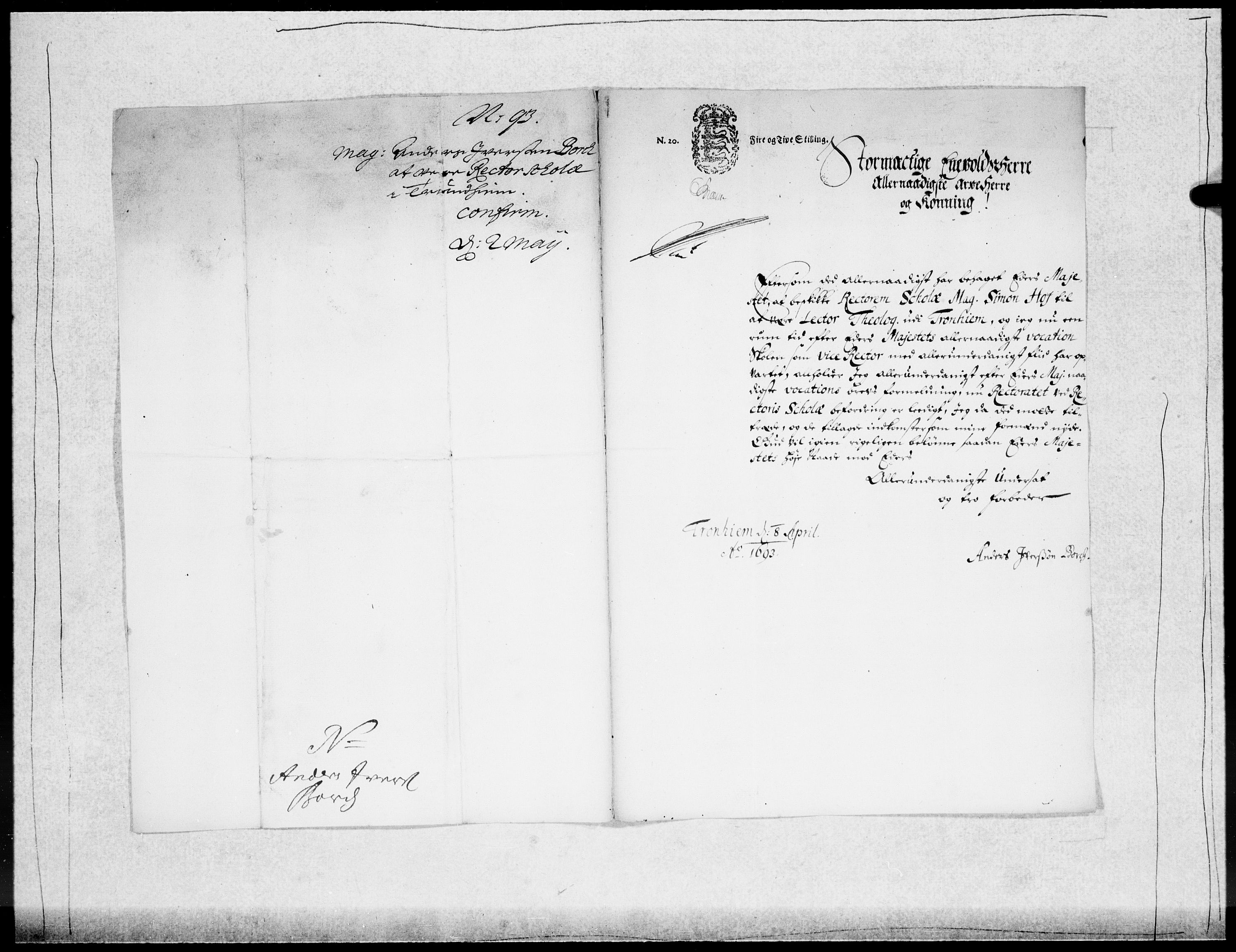 Danske Kanselli 1572-1799, RA/EA-3023/F/Fc/Fcc/Fcca/L0045: Norske innlegg 1572-1799, 1691-1693, s. 406