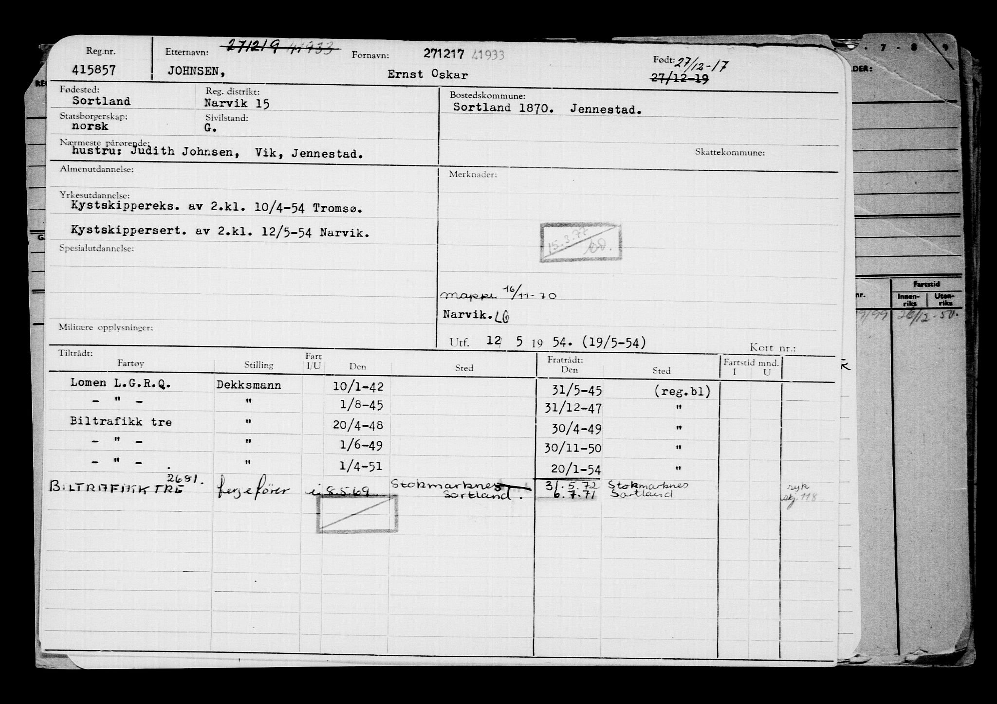 Direktoratet for sjømenn, AV/RA-S-3545/G/Gb/L0154: Hovedkort, 1917-1918, s. 239