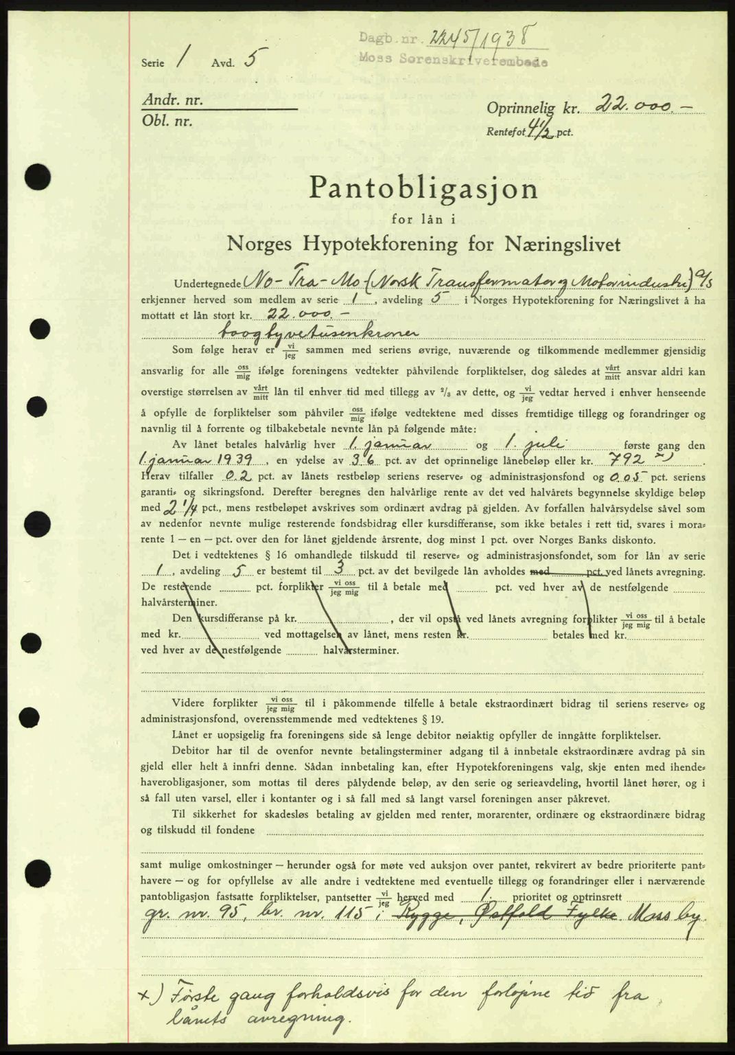 Moss sorenskriveri, SAO/A-10168: Pantebok nr. B6, 1938-1938, Dagboknr: 2245/1938