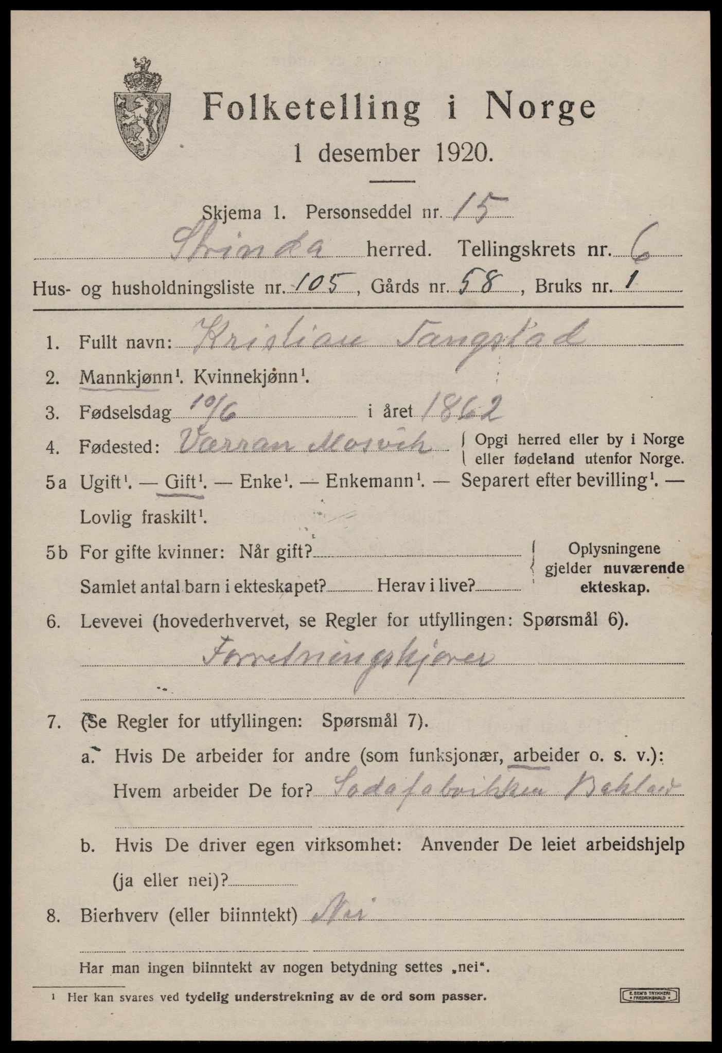 SAT, Folketelling 1920 for 1660 Strinda herred, 1920, s. 16114