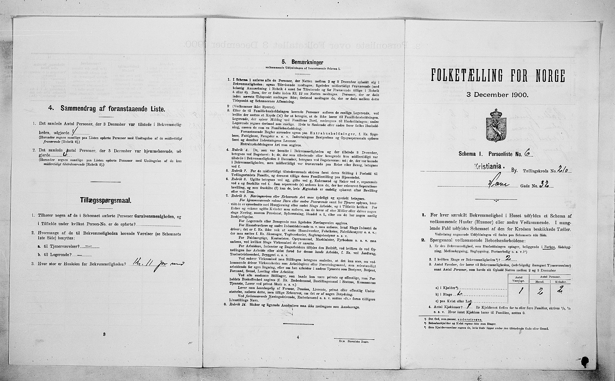 SAO, Folketelling 1900 for 0301 Kristiania kjøpstad, 1900, s. 33898