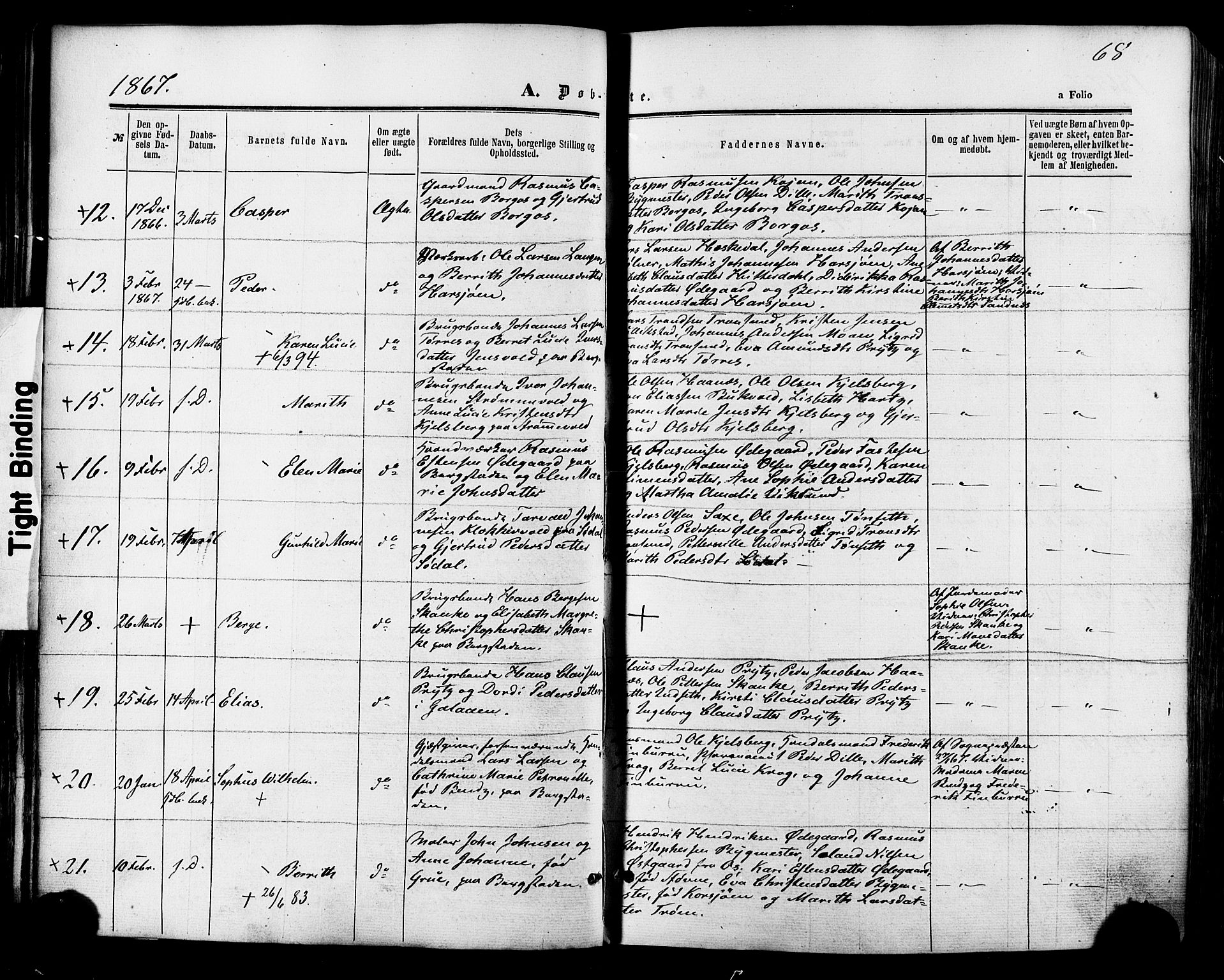 Ministerialprotokoller, klokkerbøker og fødselsregistre - Sør-Trøndelag, SAT/A-1456/681/L0932: Ministerialbok nr. 681A10, 1860-1878, s. 68