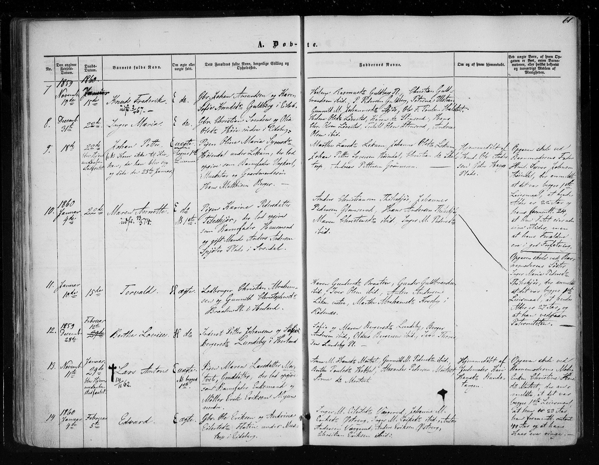 Eidsberg prestekontor Kirkebøker, AV/SAO-A-10905/F/Fa/L0010.a: Ministerialbok nr. I 10A, 1857-1866, s. 61