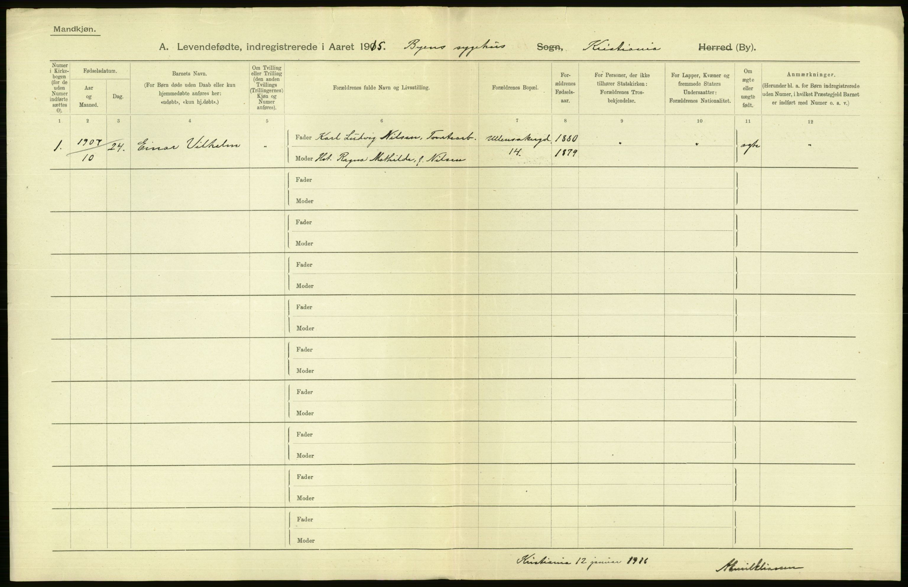 Statistisk sentralbyrå, Sosiodemografiske emner, Befolkning, RA/S-2228/D/Df/Dfb/Dfbe/L0006: Kristiania: Levendefødte menn og kvinner., 1915, s. 580