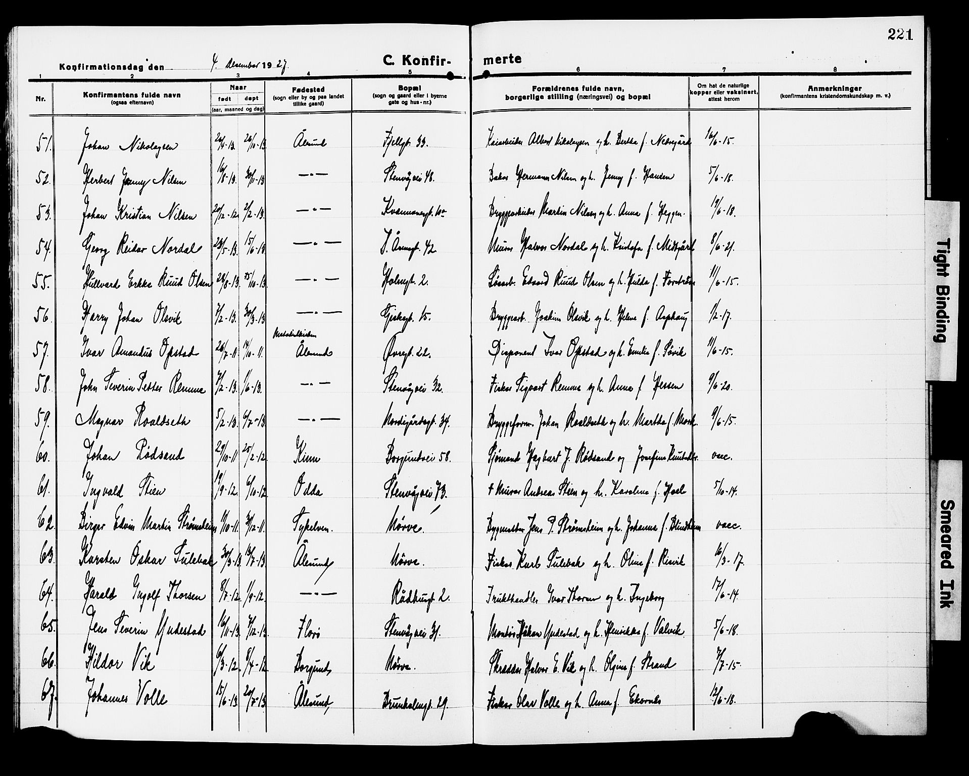 Ministerialprotokoller, klokkerbøker og fødselsregistre - Møre og Romsdal, AV/SAT-A-1454/529/L0472: Klokkerbok nr. 529C09, 1917-1929, s. 221