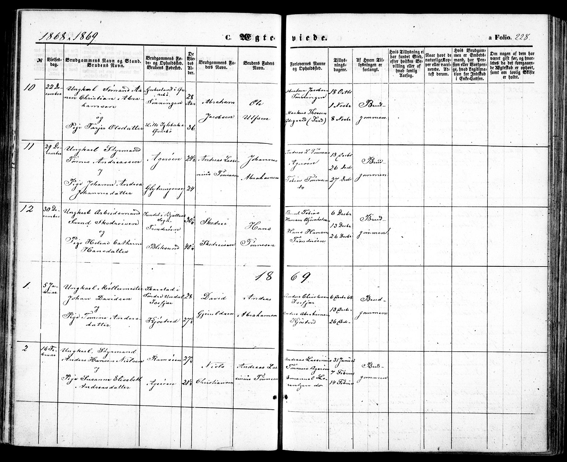 Høvåg sokneprestkontor, SAK/1111-0025/F/Fa/L0004: Ministerialbok nr. A 4, 1859-1877, s. 228