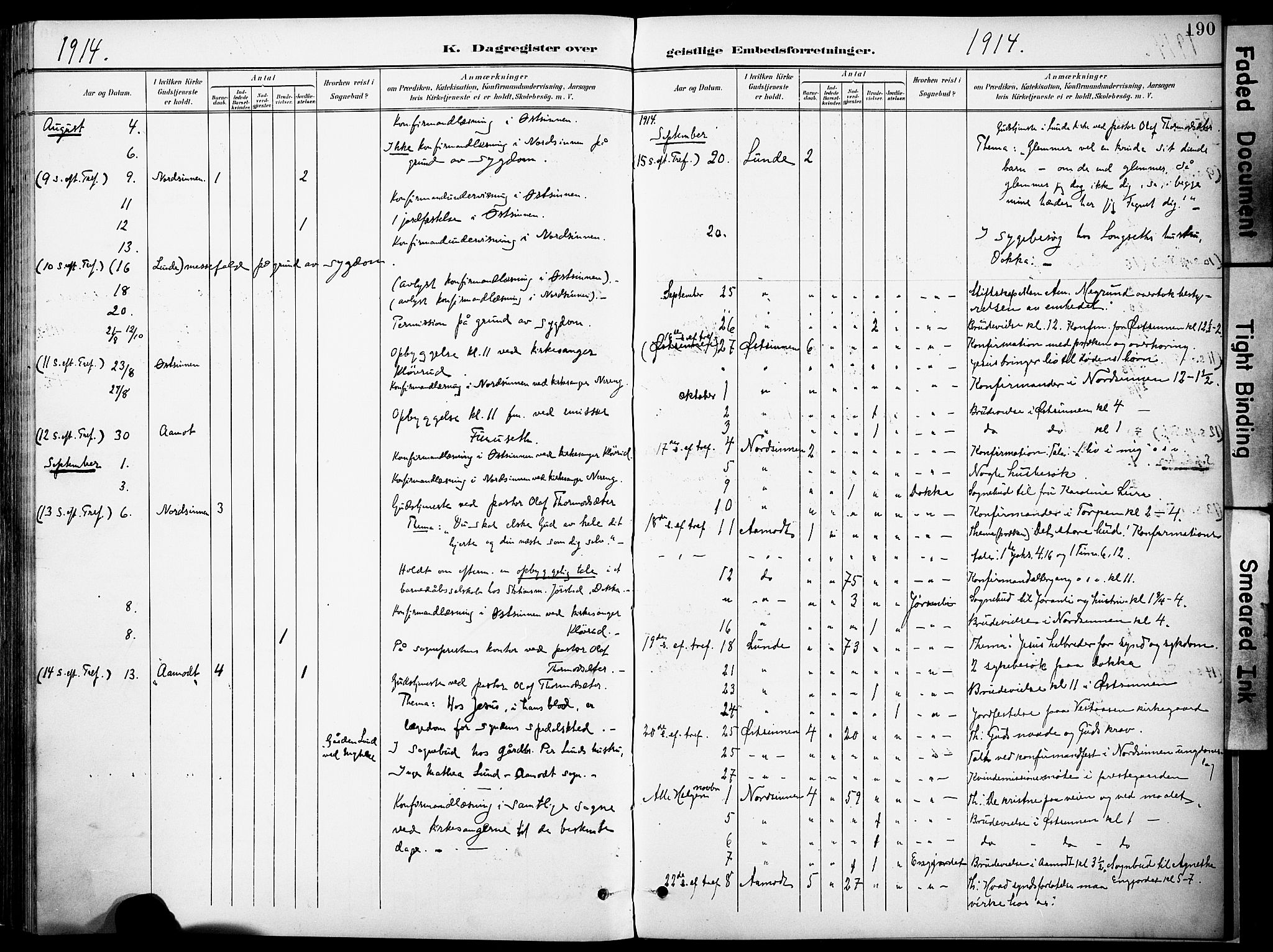 Nordre Land prestekontor, AV/SAH-PREST-124/H/Ha/Haa/L0006: Ministerialbok nr. 6, 1897-1914, s. 190