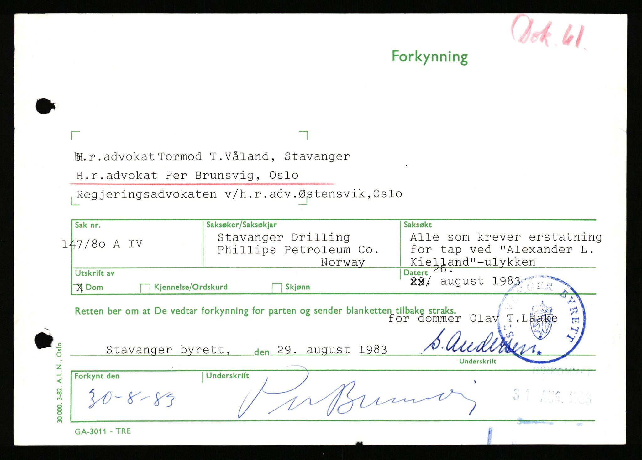 Stavanger byrett, SAST/A-100455/003/F/Fh/Fhb/L0039b: A IV sak nr 147, 1980, s. 771