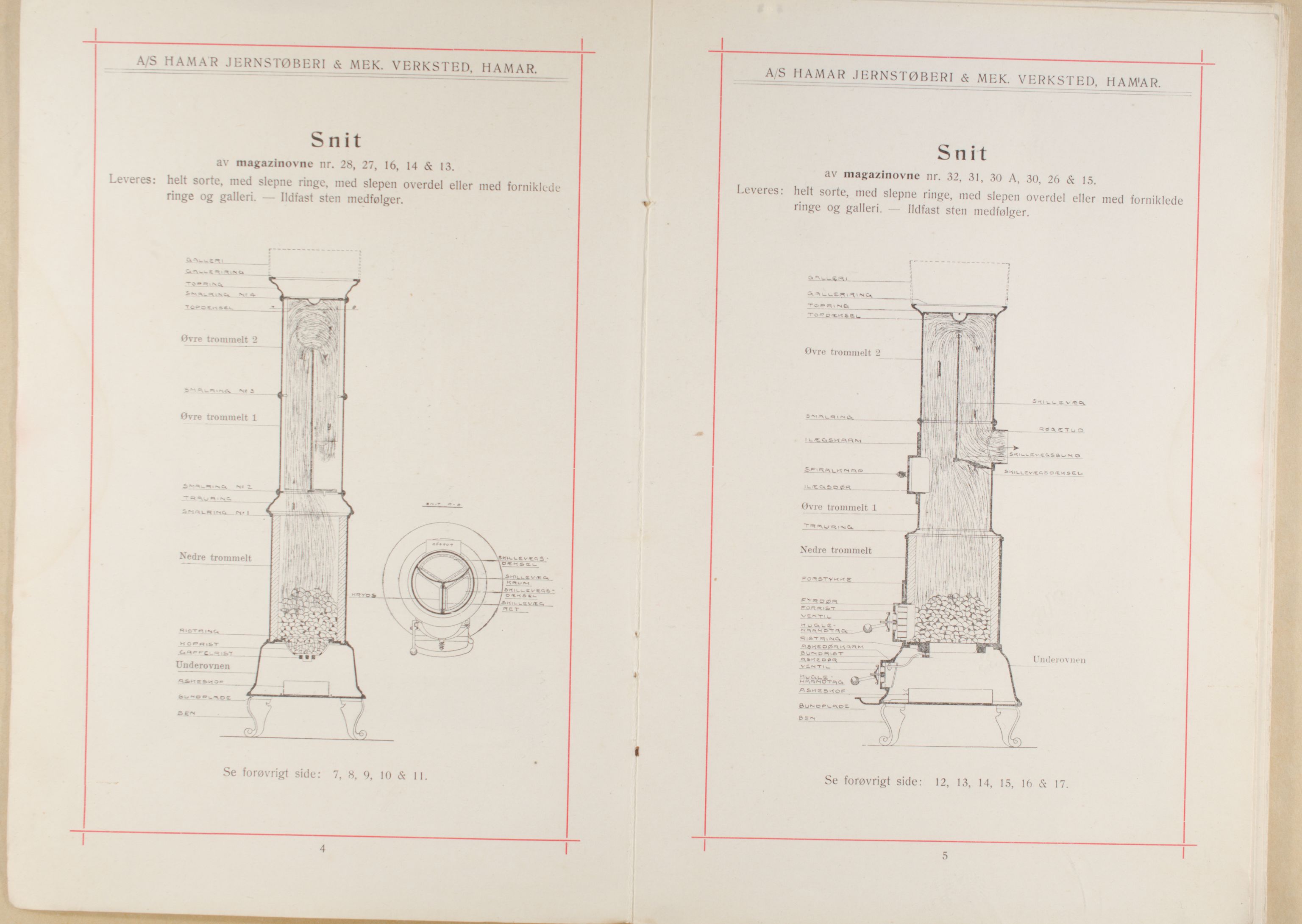 Næs Jernverksmuseets samling av historiske ovnskataloger, NESJ/NJM-006/01/L0003: Hamar Jernstøberi & Mek. Verksted, katalog nr. 46, 1912