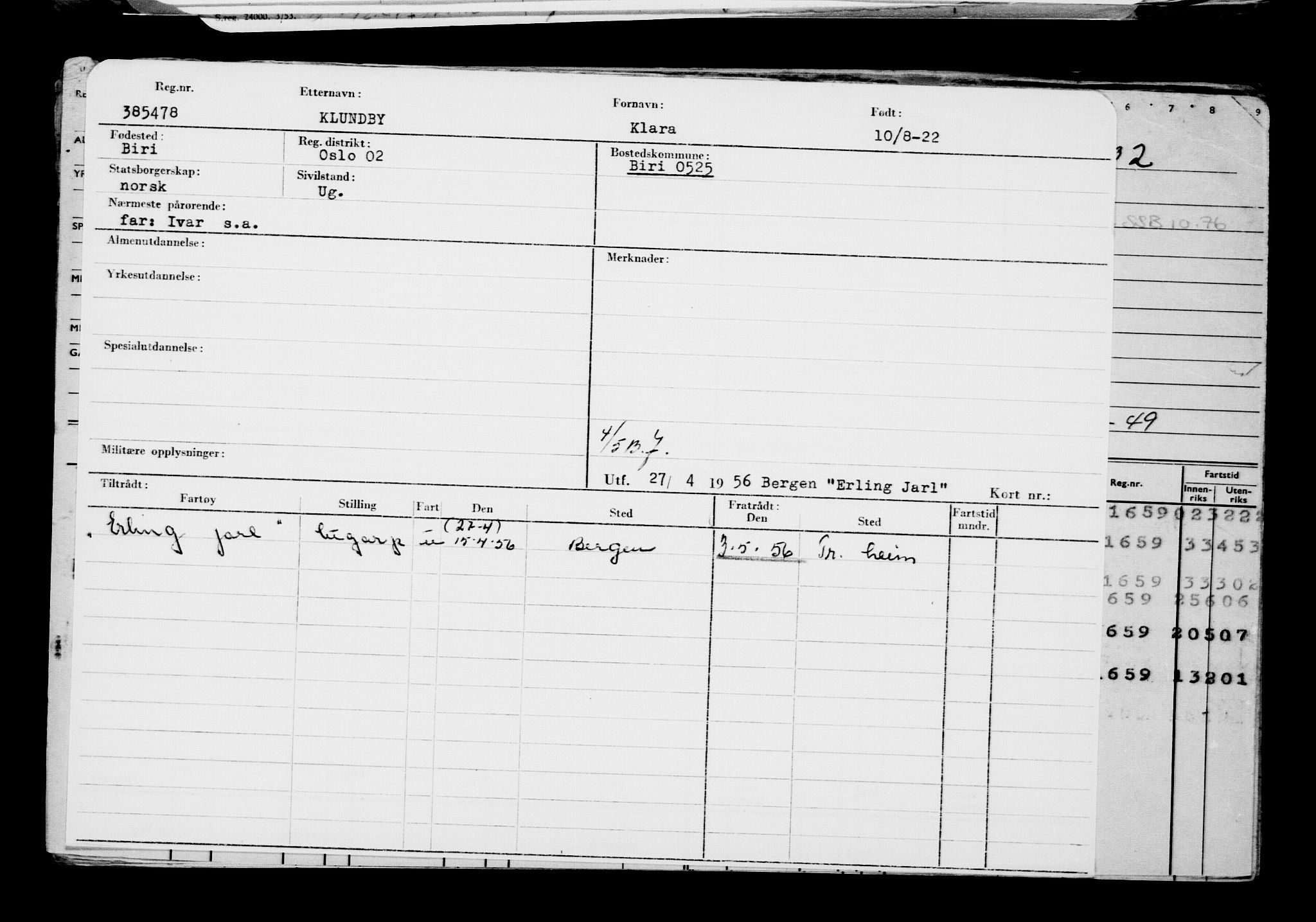 Direktoratet for sjømenn, AV/RA-S-3545/G/Gb/L0209: Hovedkort, 1922, s. 505