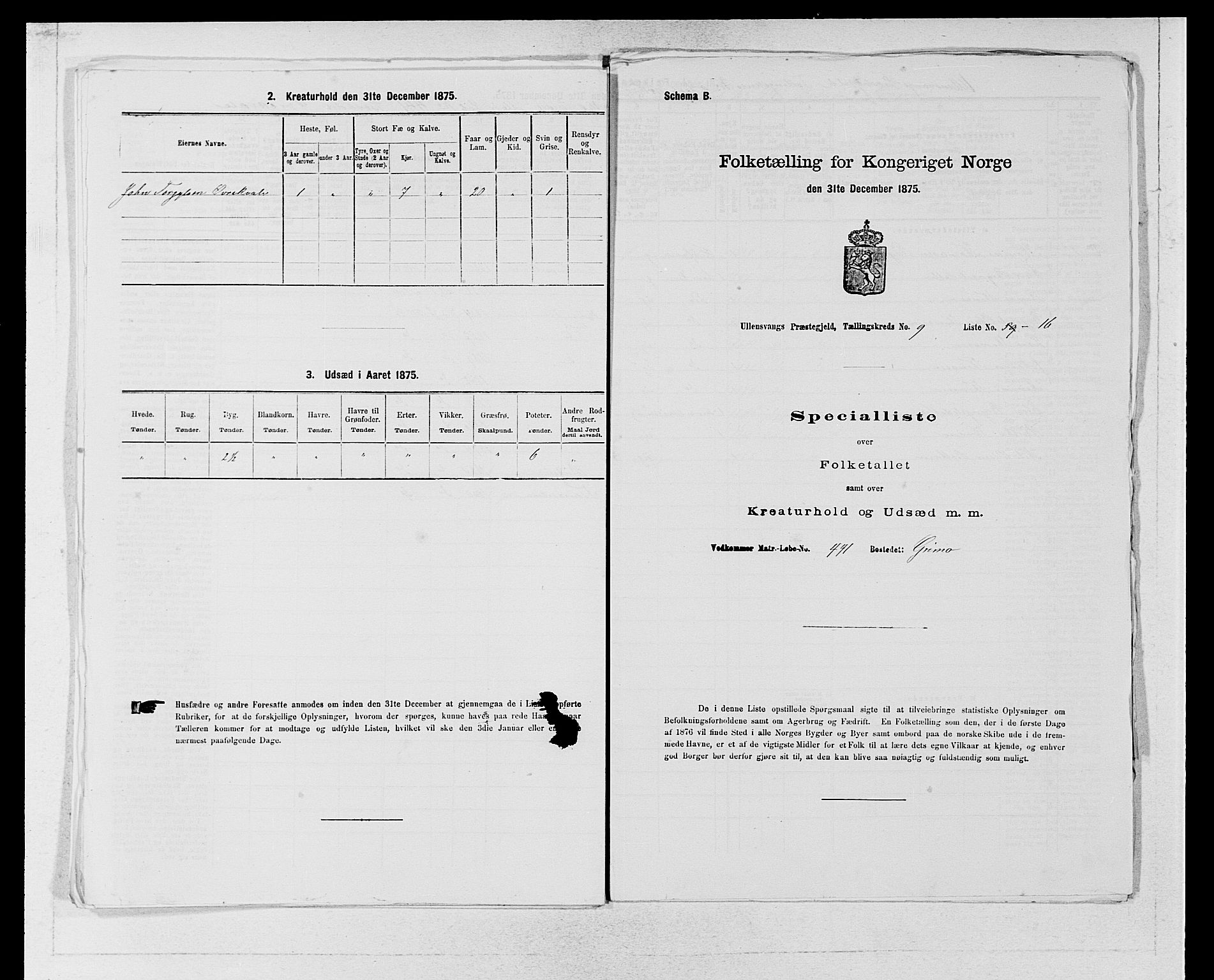 SAB, Folketelling 1875 for 1230P Ullensvang prestegjeld, 1875, s. 965