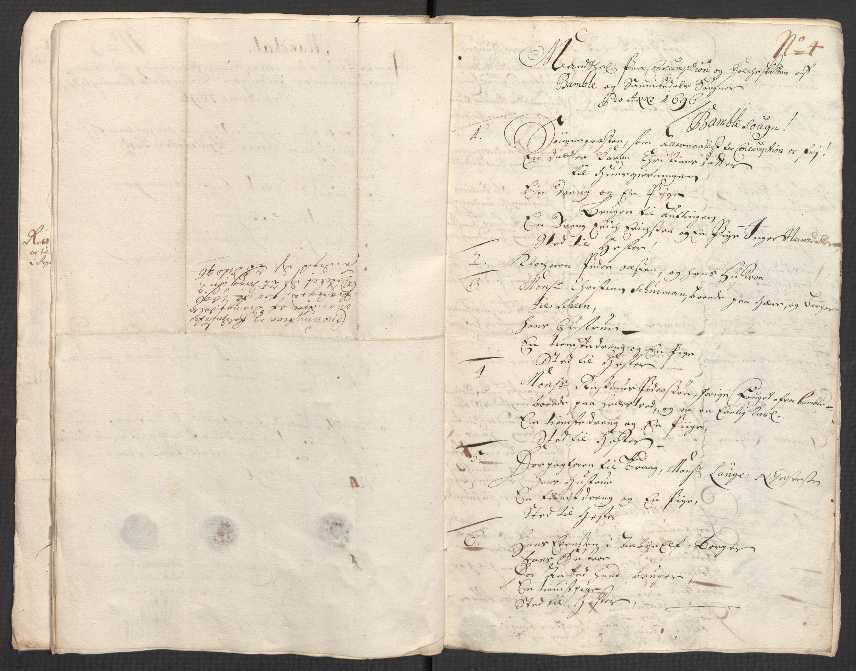 Rentekammeret inntil 1814, Reviderte regnskaper, Fogderegnskap, RA/EA-4092/R36/L2095: Fogderegnskap Øvre og Nedre Telemark og Bamble, 1696, s. 154